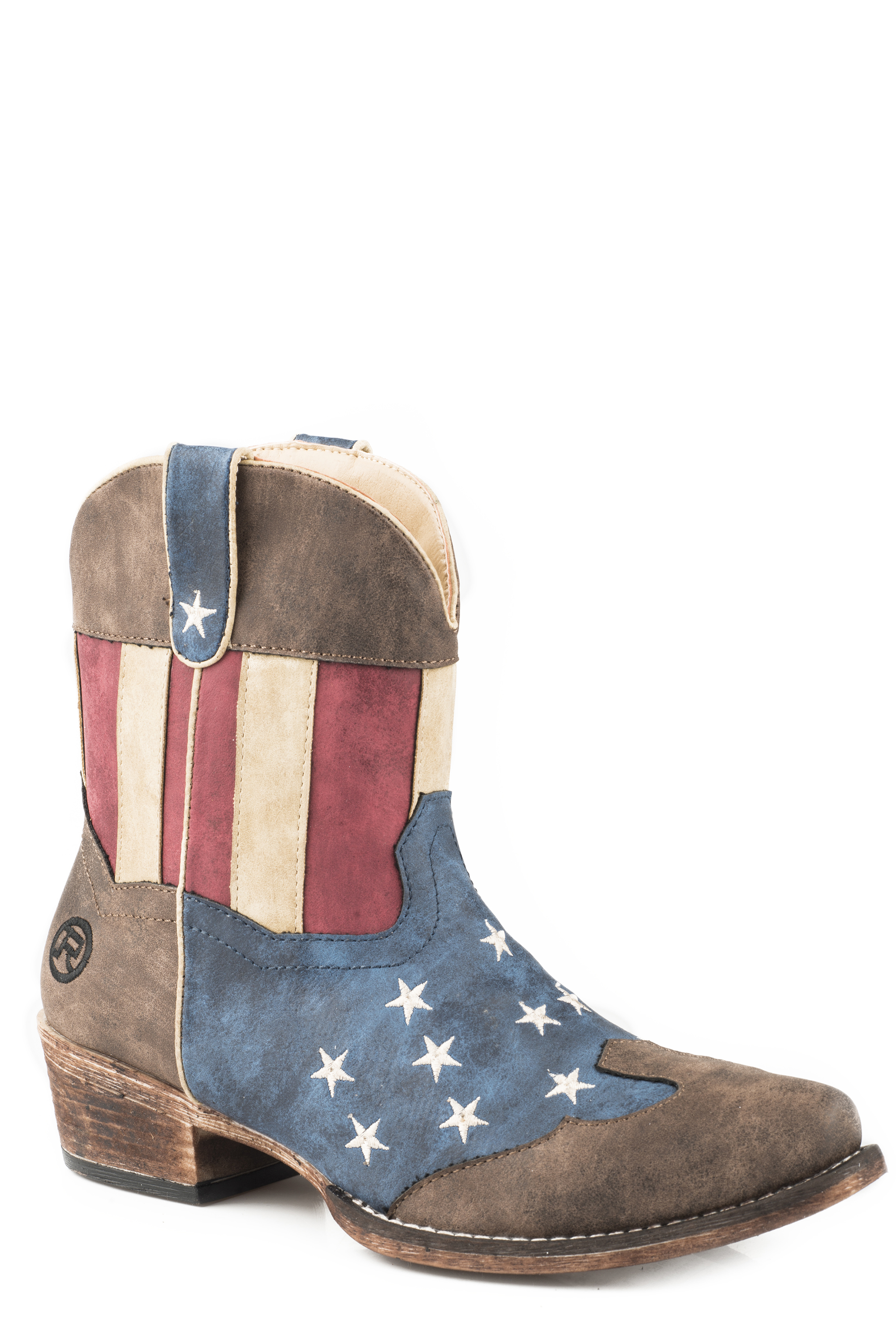 Flotus Womens American Flag Snip Toe- Brown Toe Cap