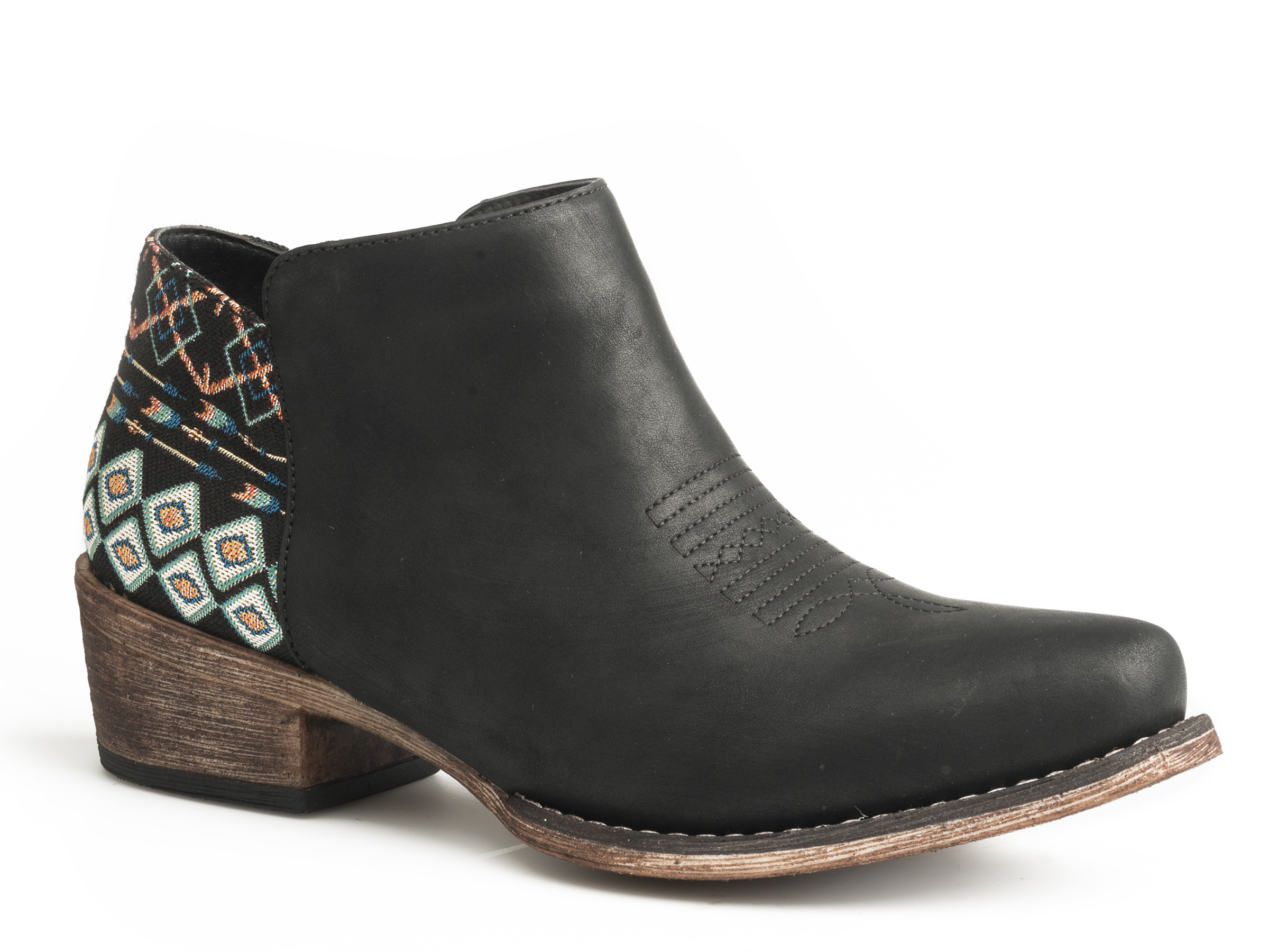 Sedona Womens Snip Toe Black Vamp Aztec Heel