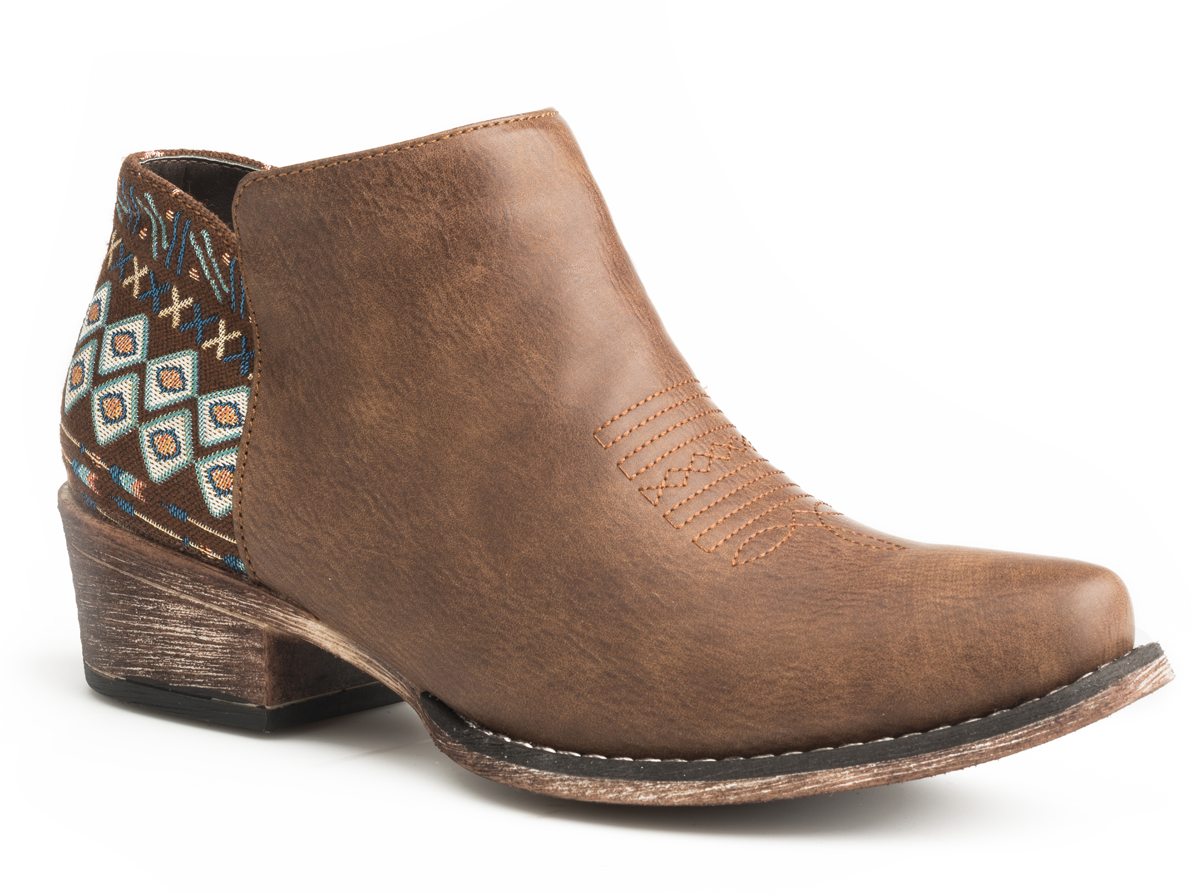 Sedona Womens Snip Toe Brown Vamp Aztec Heel