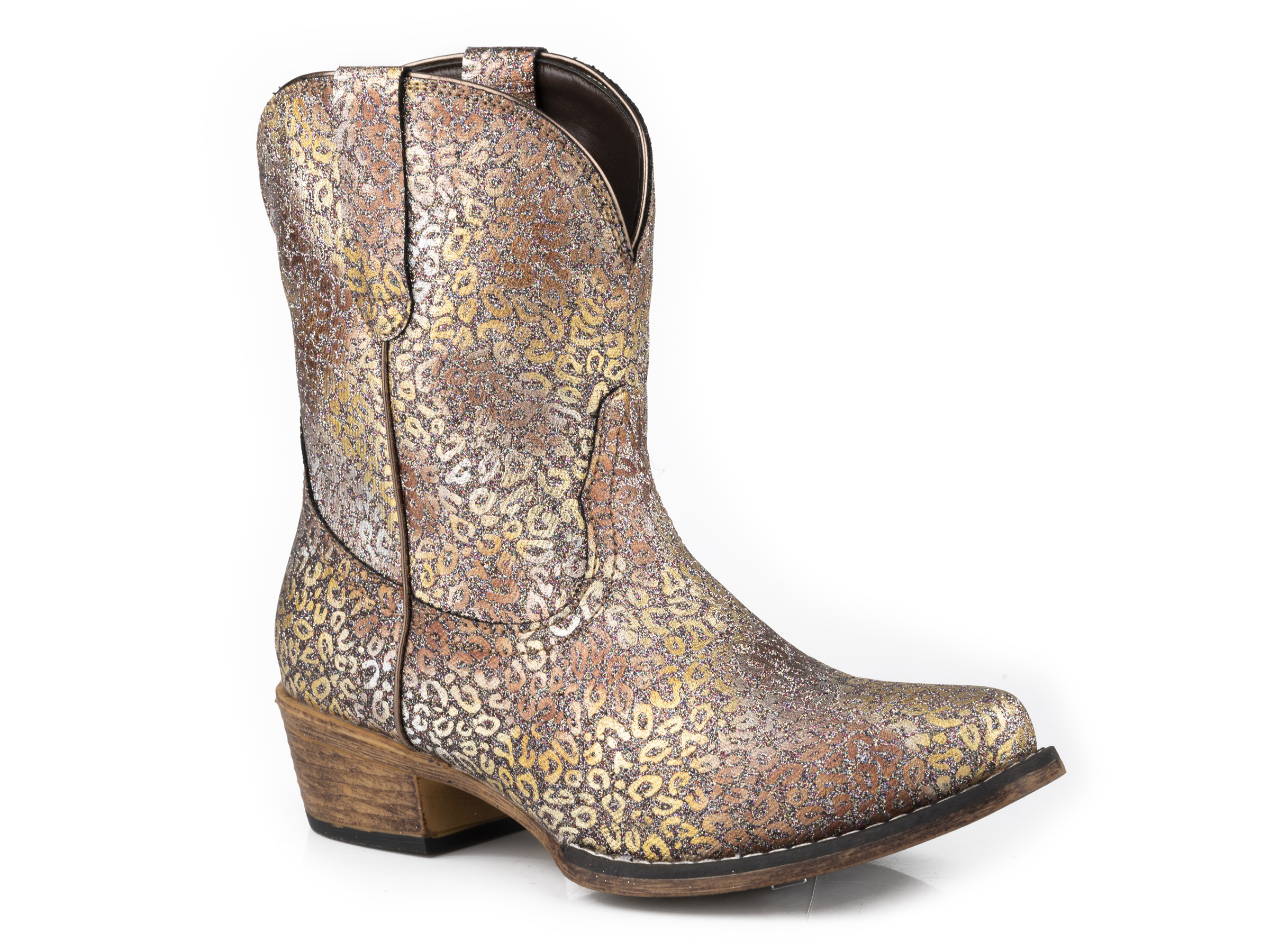 Ingrid Womens Gold Snip Toe All Over Leopard Print