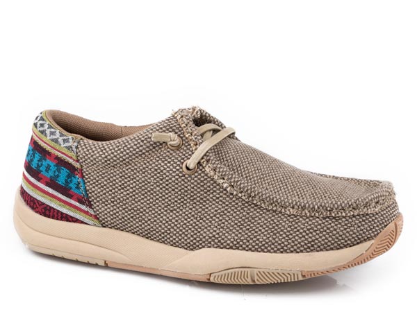 Clearcut Low Aztec Womens Tan Canvas With Aztec Fabric Heel