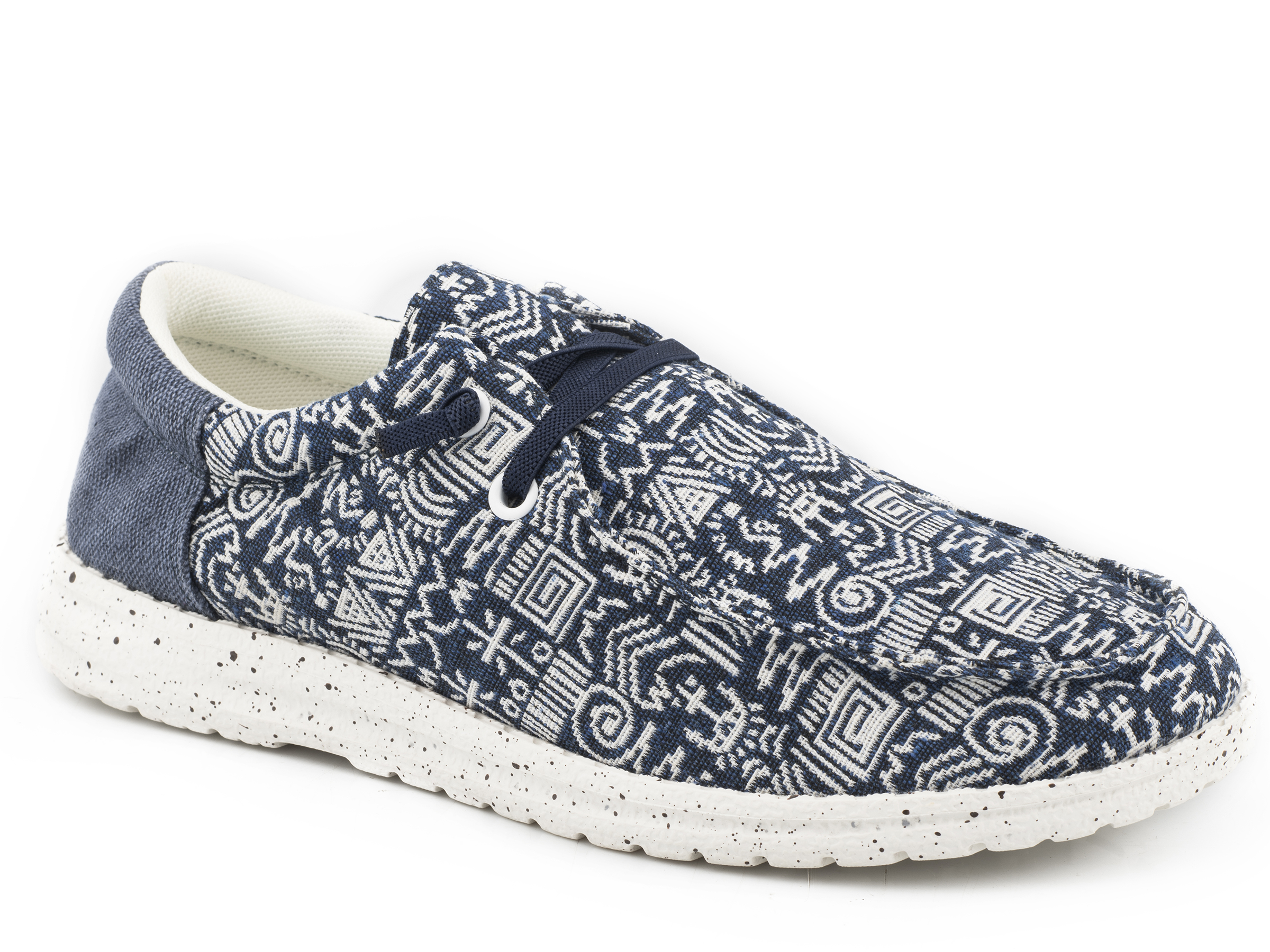 Hang Loose Womens Blue Navy And Beige Aztec Fabric Upper