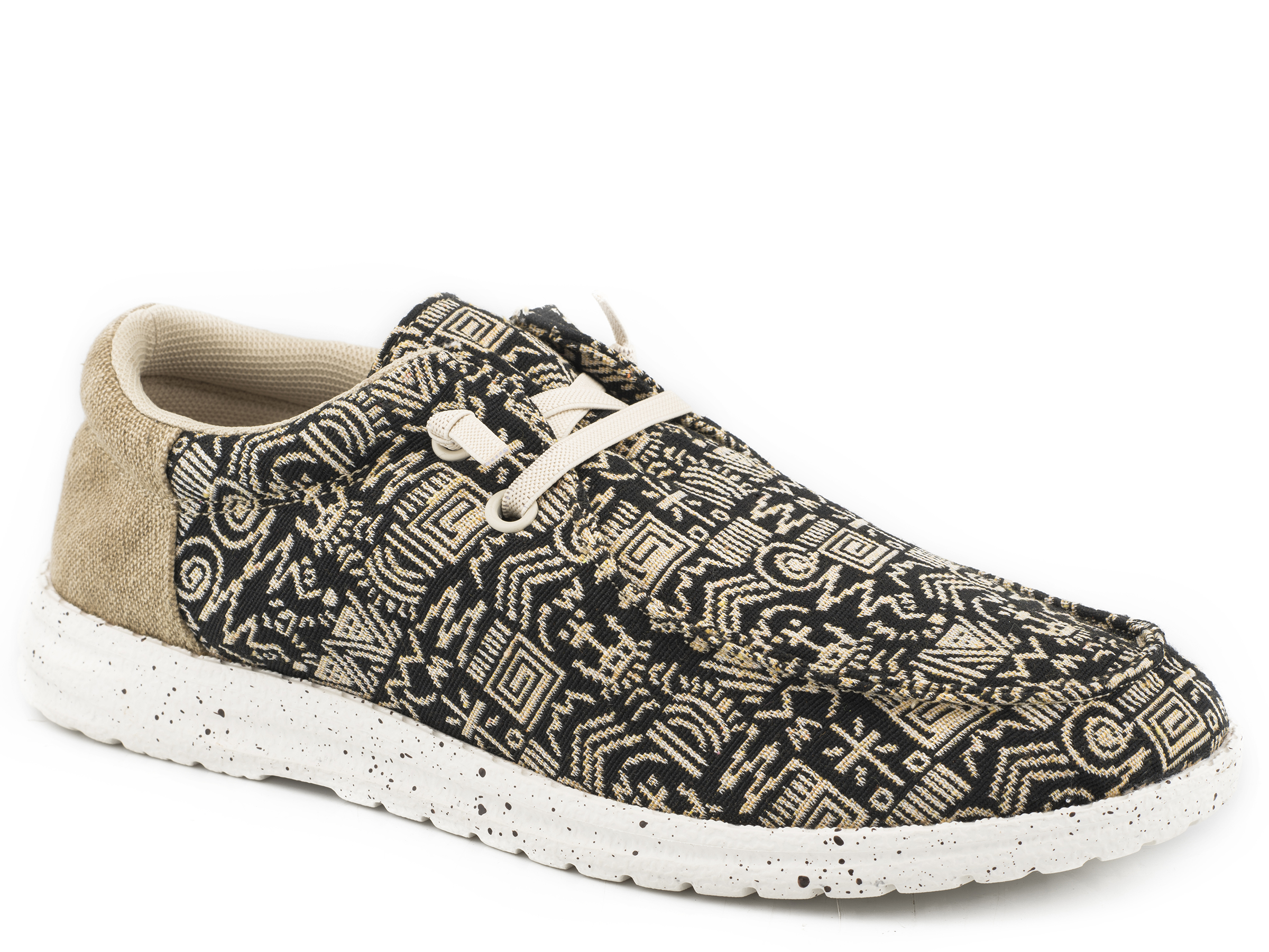 Hang Loose Womens Black And Tan Aztec Fabric Upper