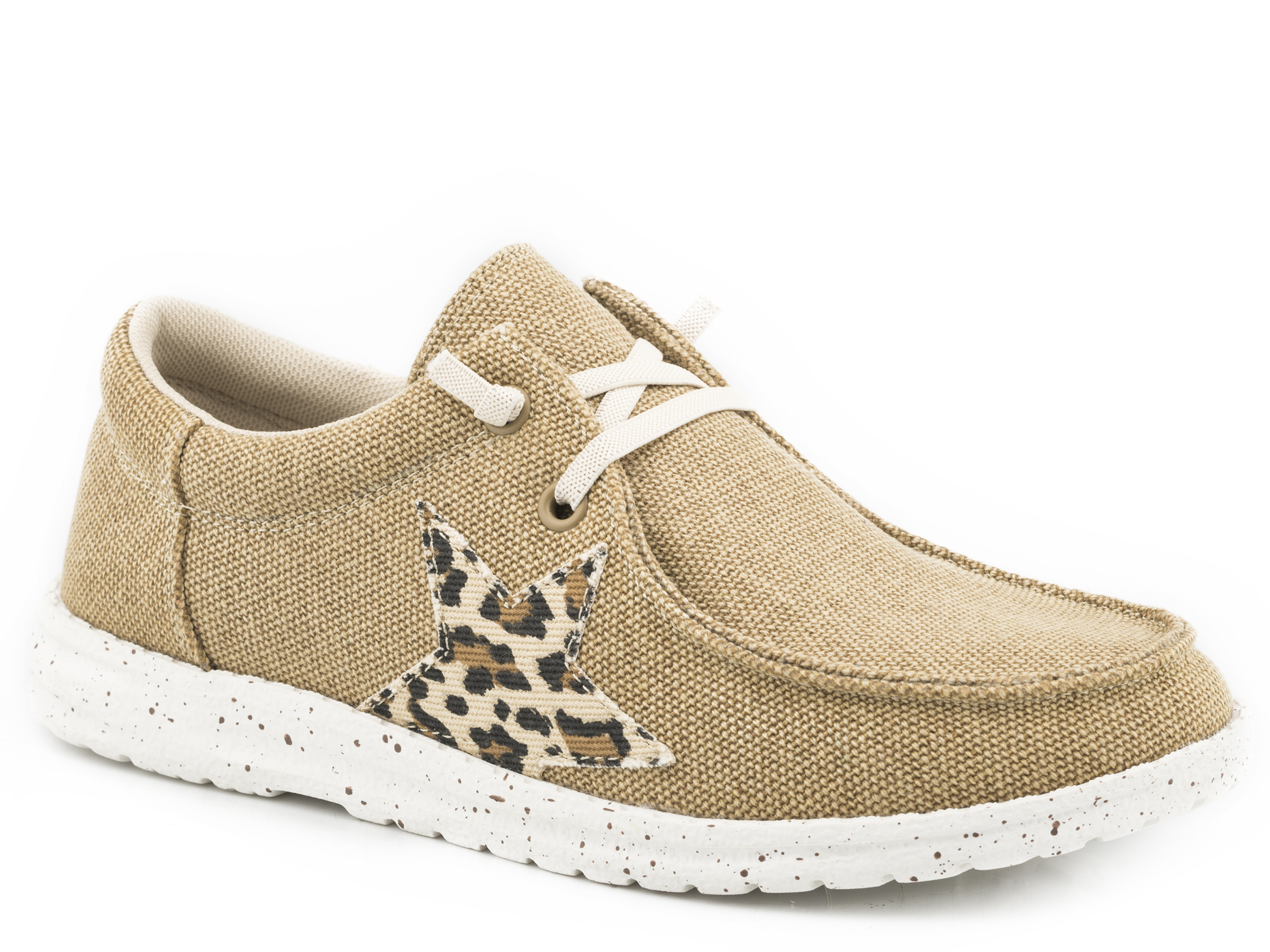 Hang Loose Womens Tan Canvas With Leopard Star