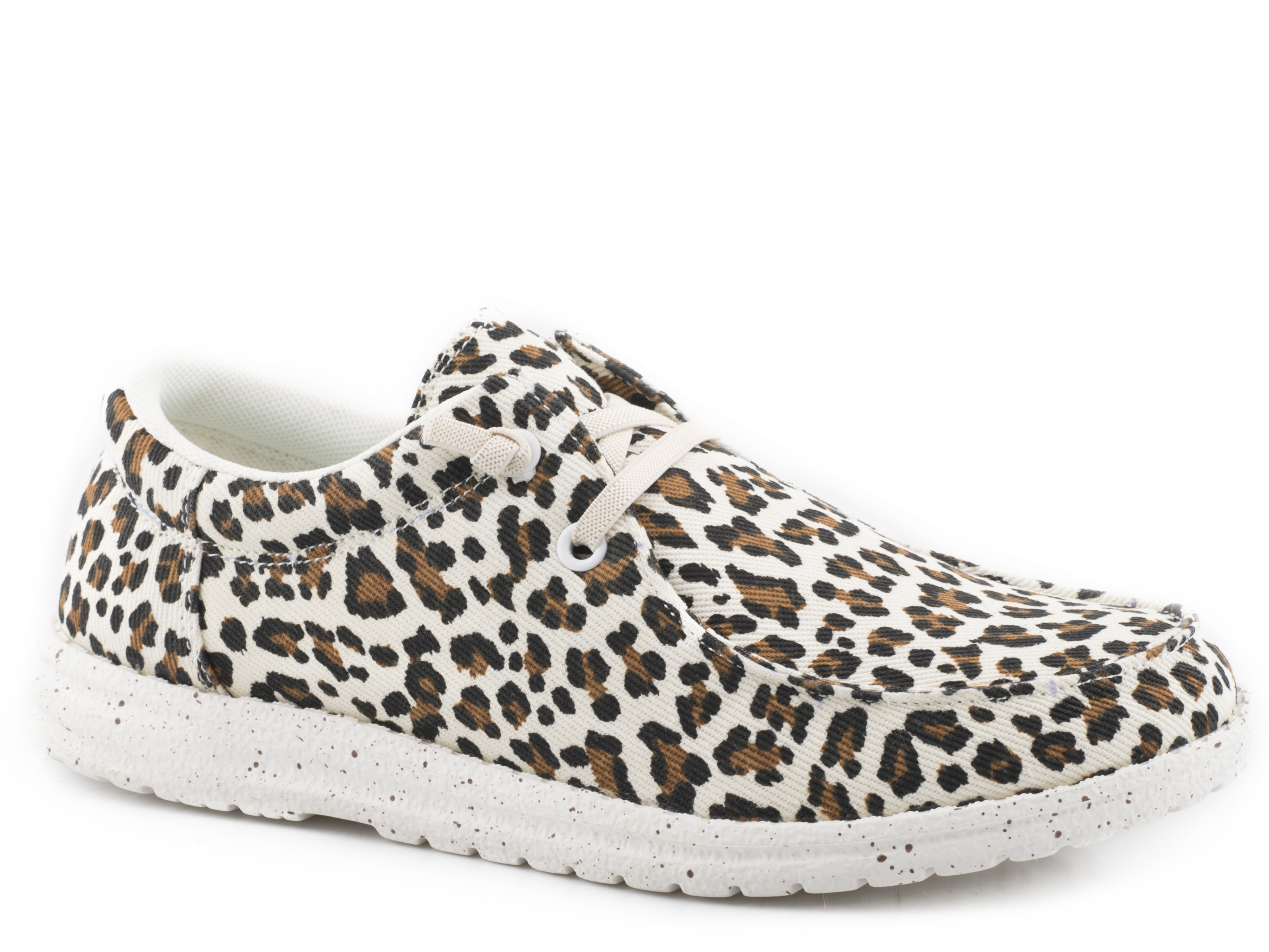 Hang Loose Womens Tan Creme Leopard Canvas Upper