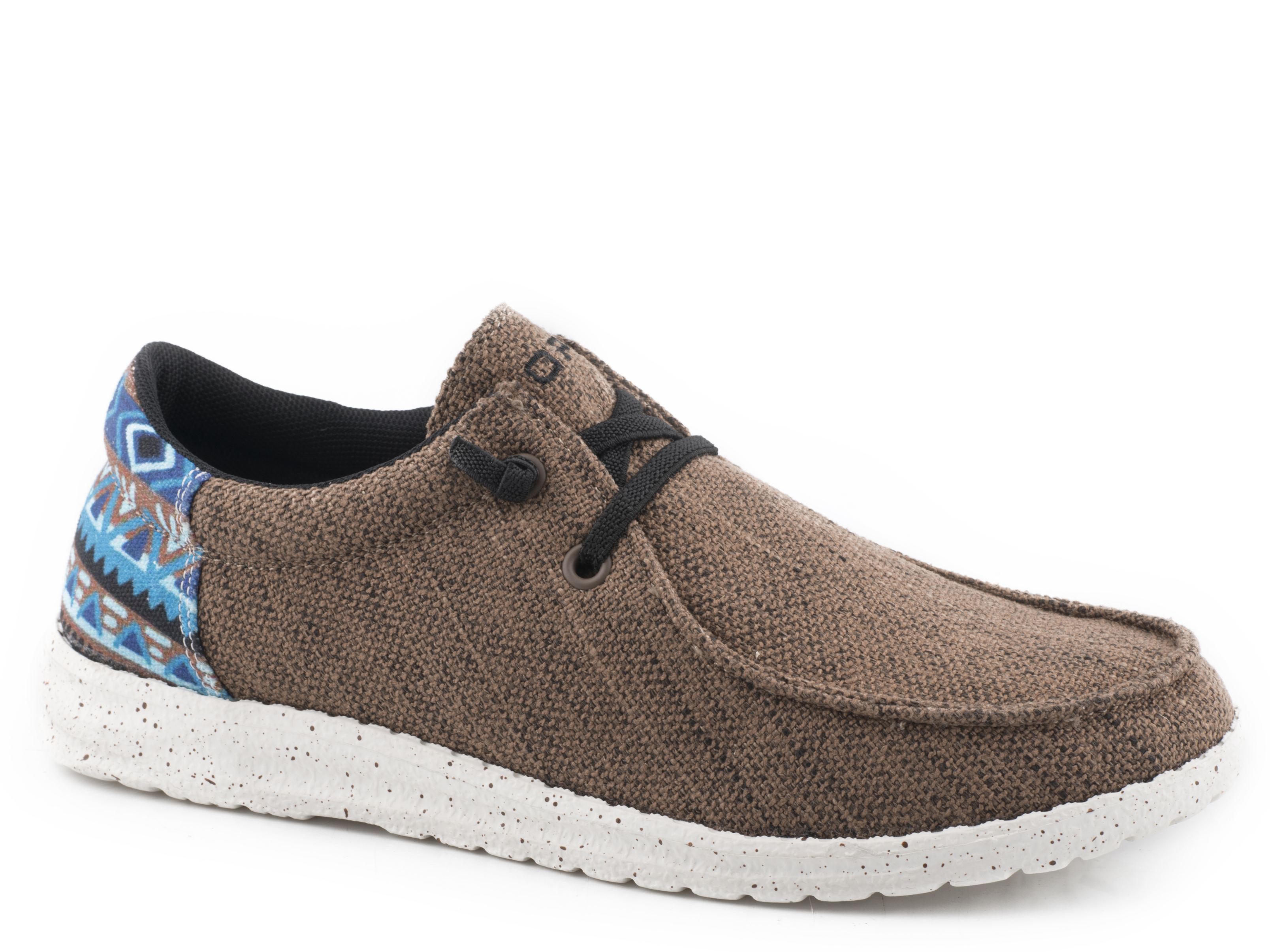 Hang Loose Womens Brown Canvas With Multi Aztec Heel