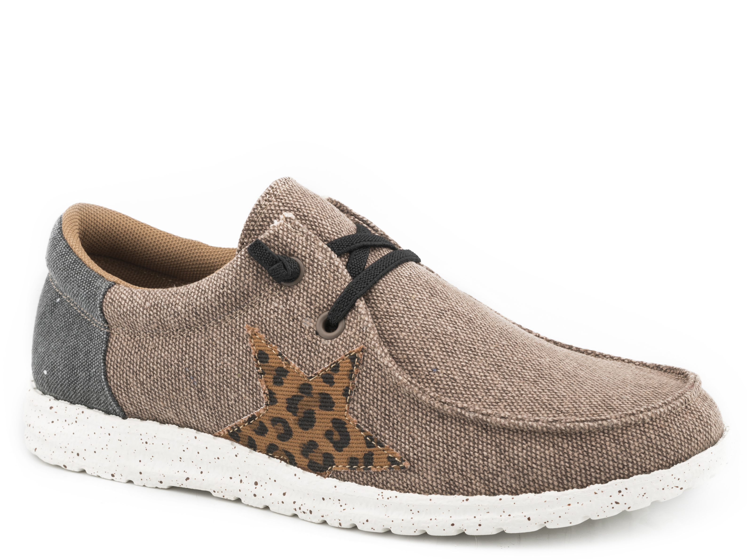 Hang Loose Womens Brown Canvas With Leopard Star