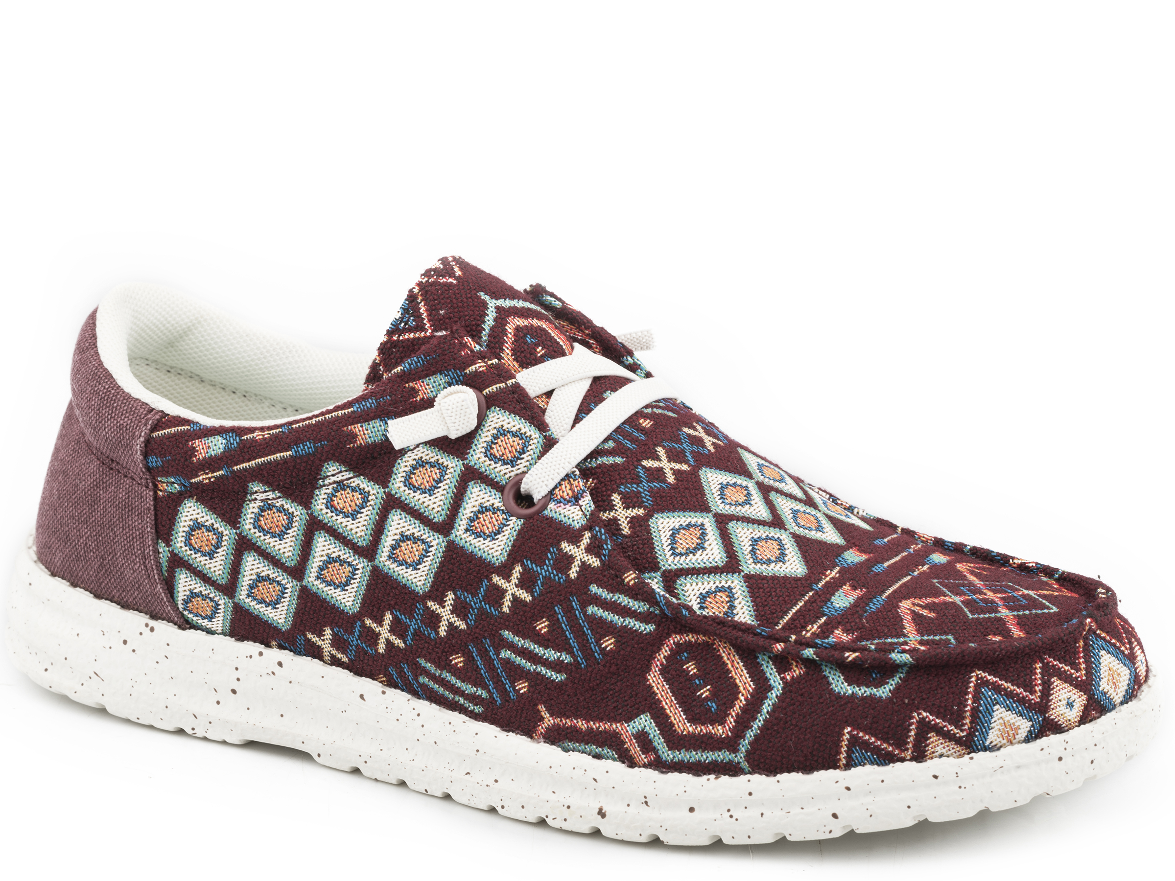 Hang Loose Womens Red Wine Aztec Fabric Upper