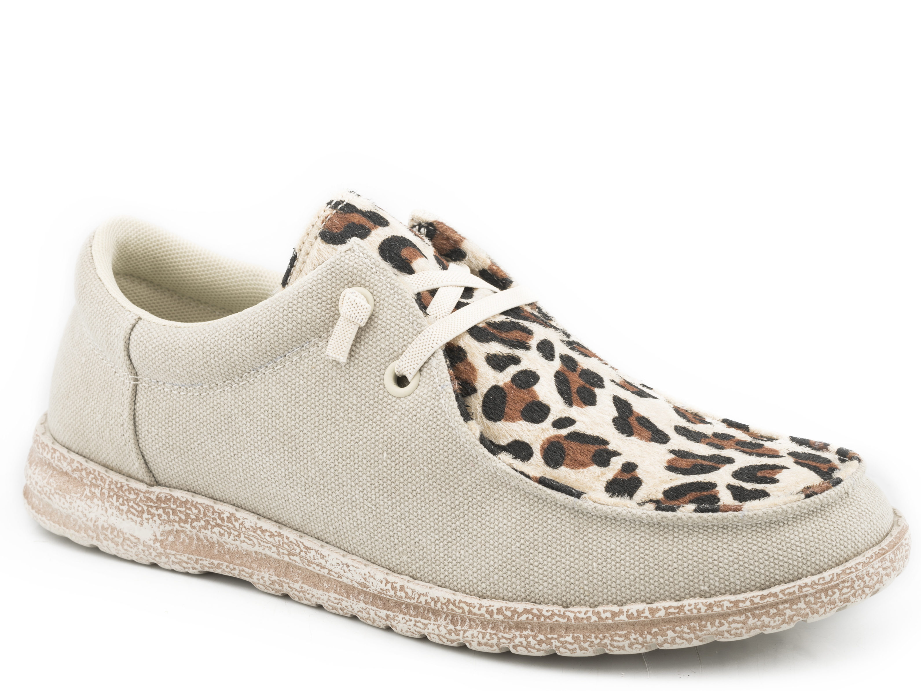 Hang Loose Womens Tan Canvas With Leopard Vamp