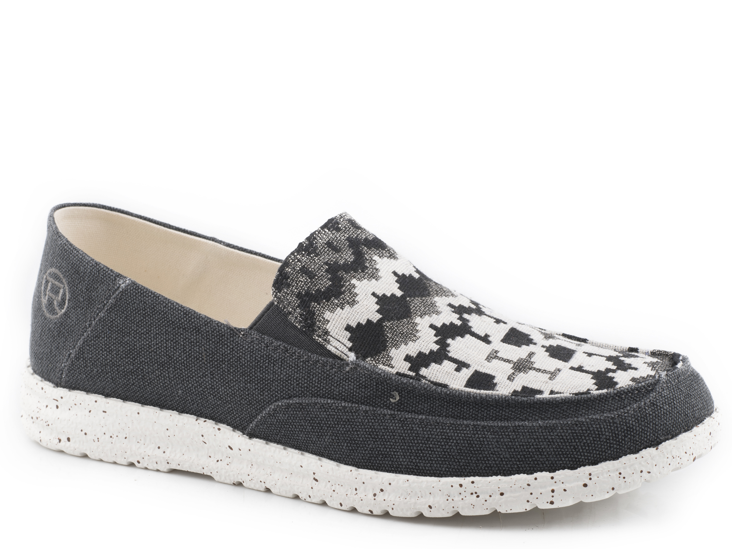 Hang Loose Slip On Womens Black Canvas With Aztec Vamp