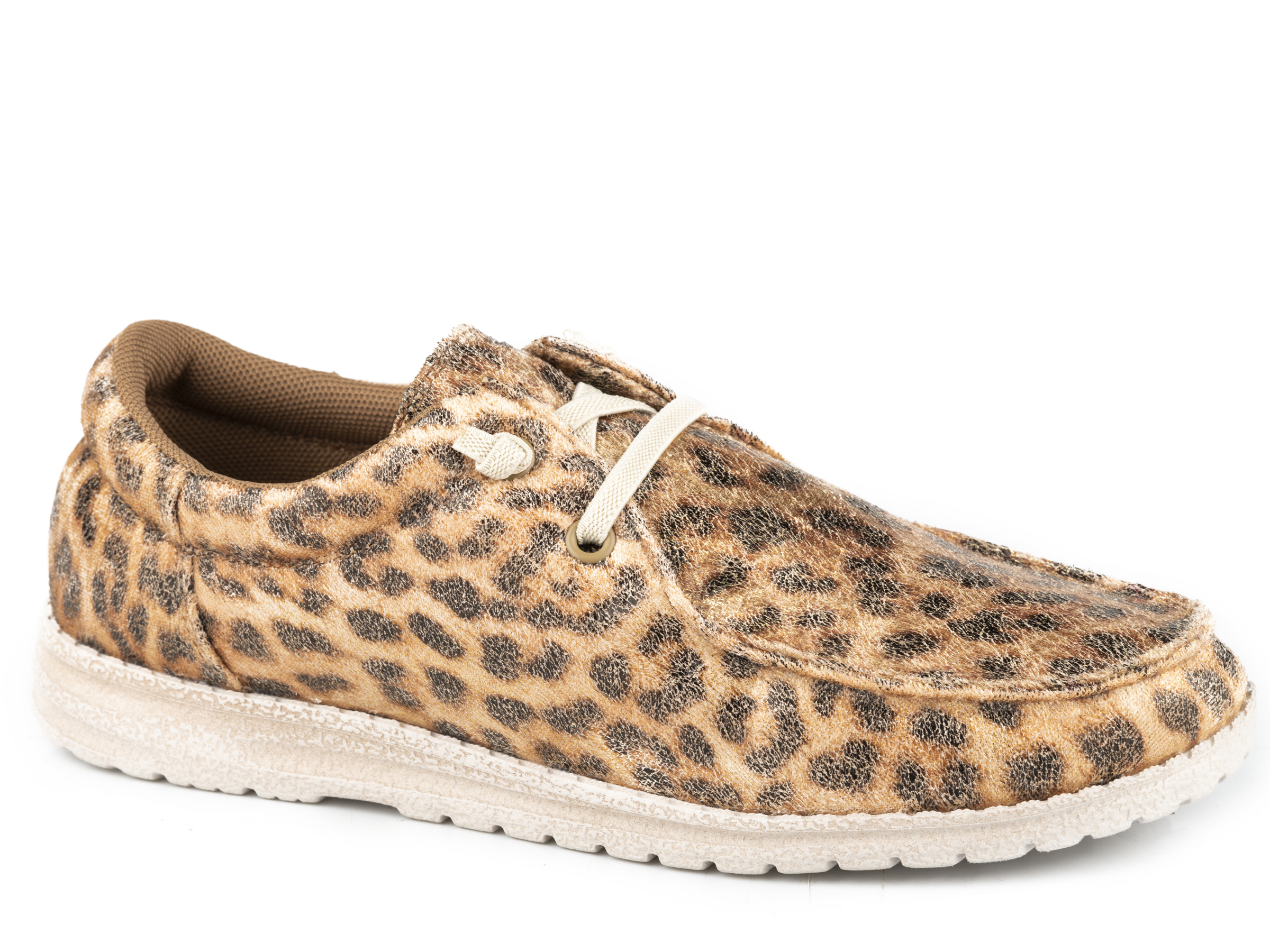 Hang Loose Womens Metallic Tan Leopard Faux Leather