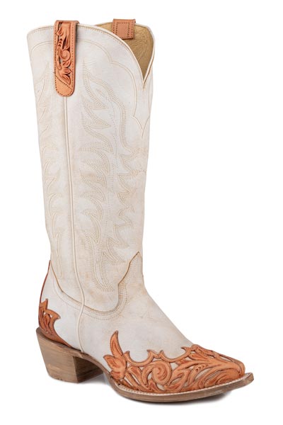 The Natural Womens White/tan Vintage Creme Leather Vamp & Shaft