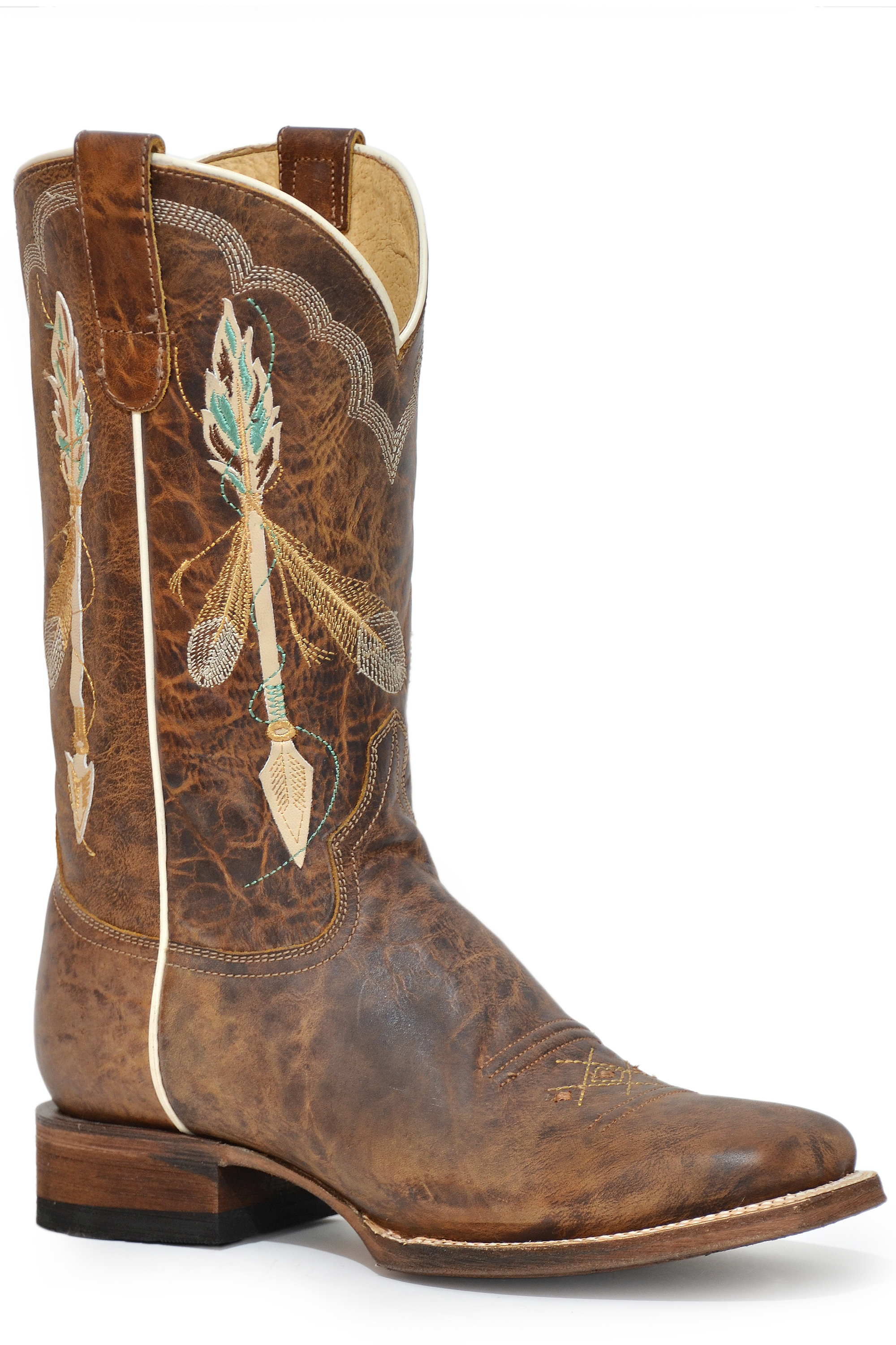 Arrow Feather Womens Tan Waxy Brown Leather Vamp & Shaft