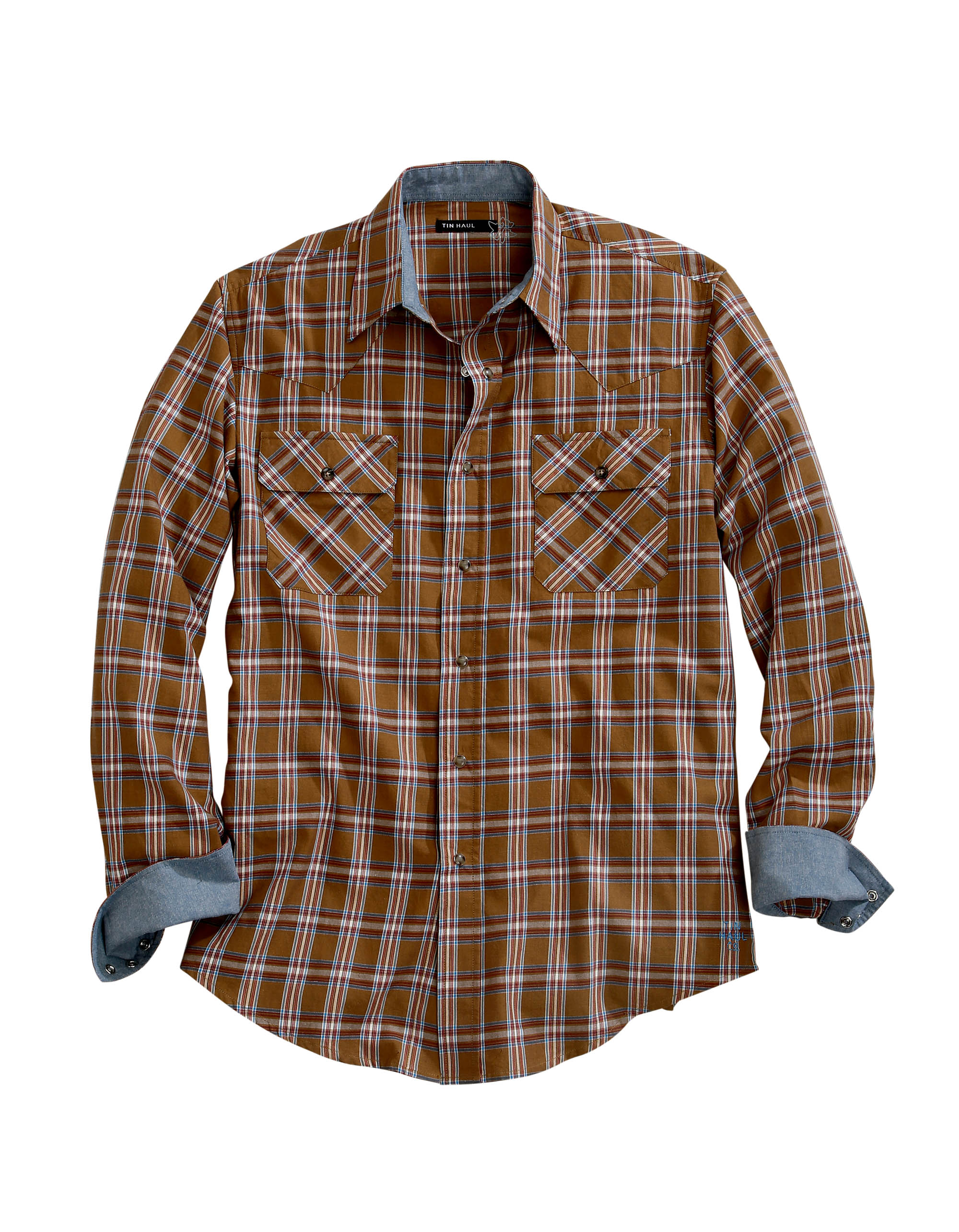 Tin Haul Collection Mens 00452 Golden Brown Plaid