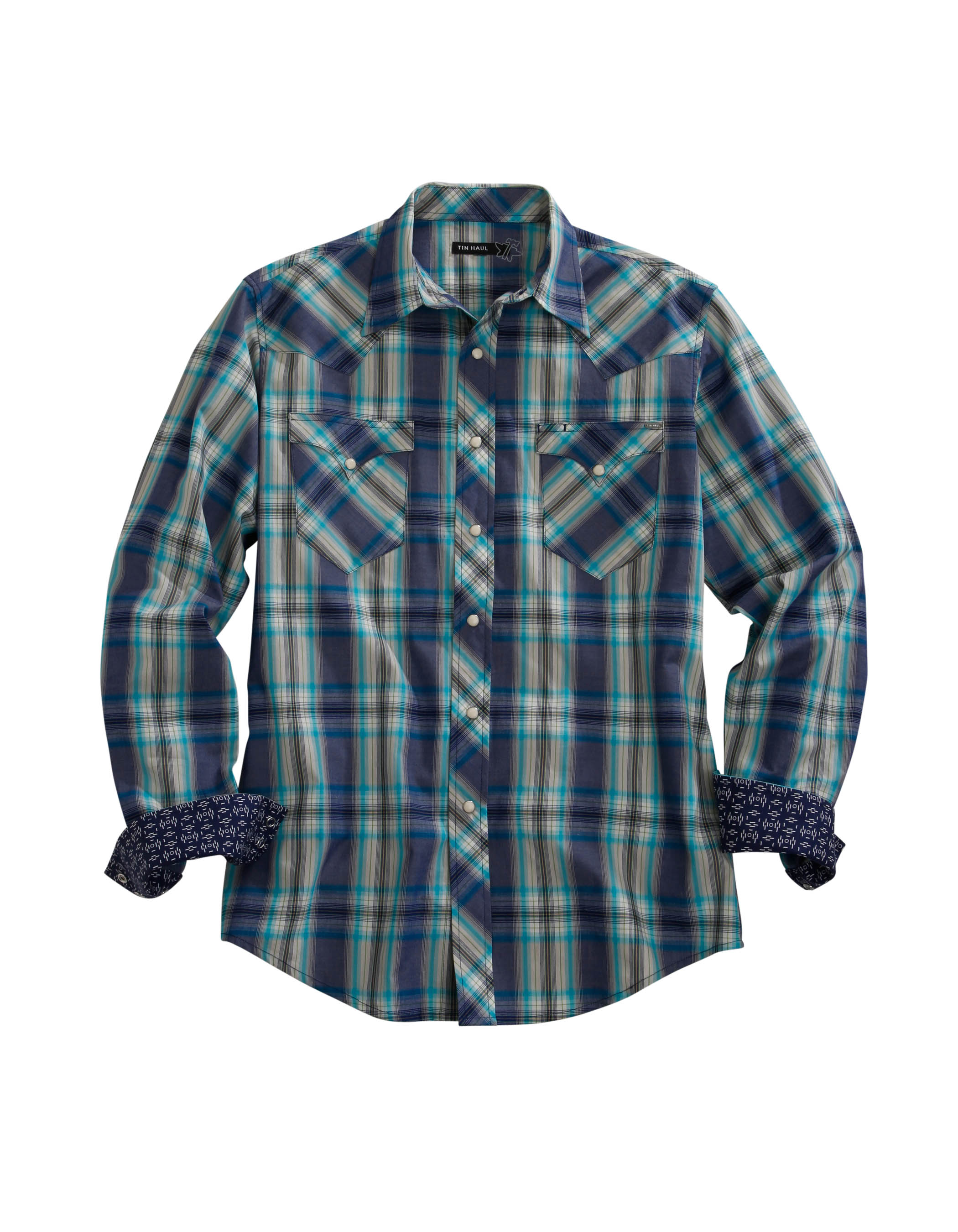 Tin Haul Collection Mens 00171 Blue Grid Plaid