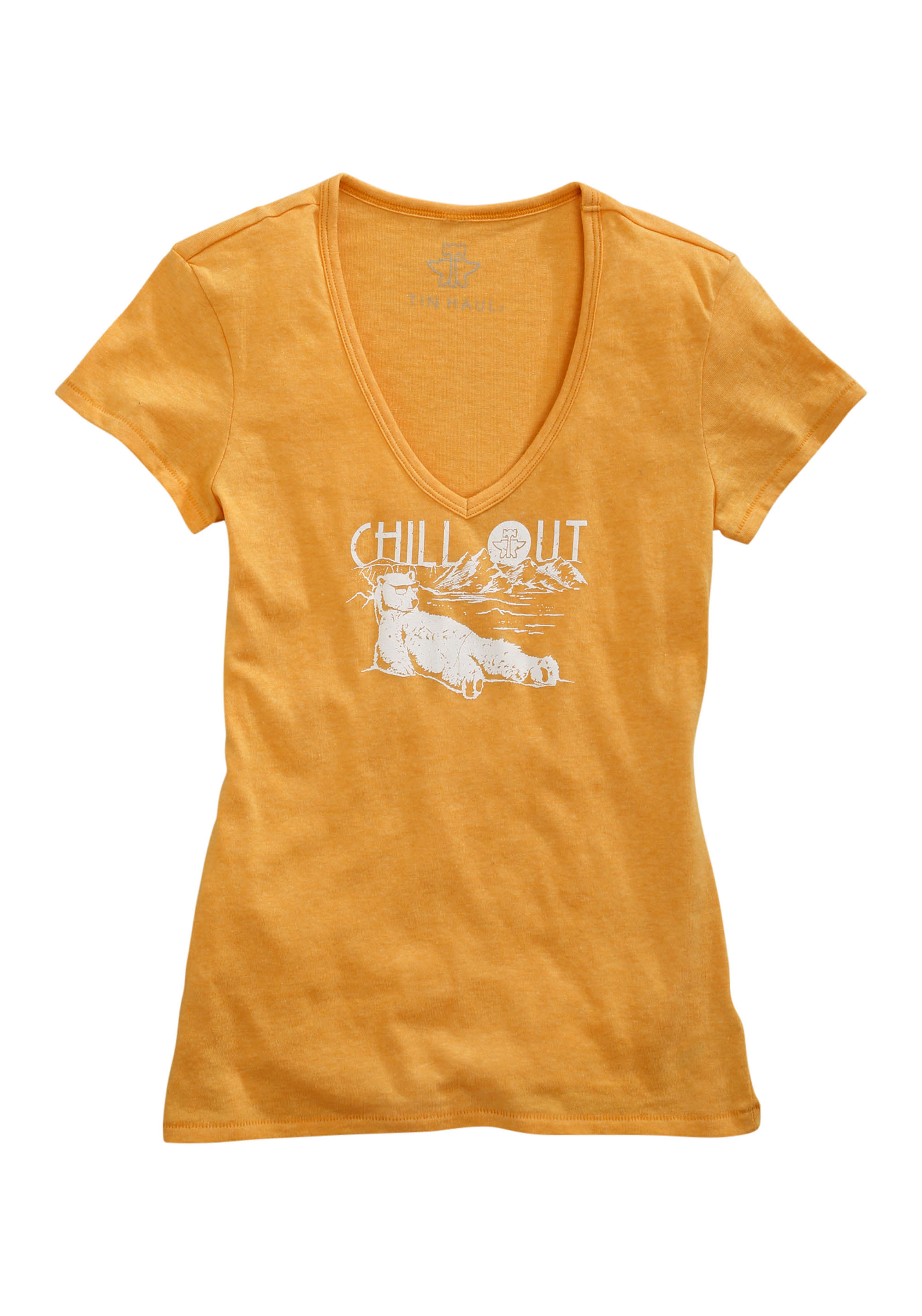 Tin Haul T-shirts Womens Yellow Tin Haul Polor Bear Chill Out Screen