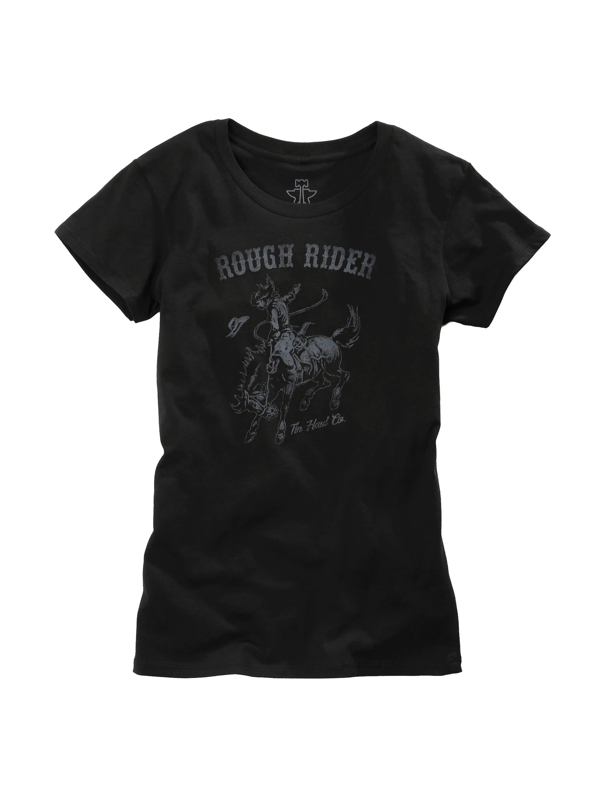 Tin Haul Collection- T-shirts Womens Black Tin Haul Rough Rider Screen Pirnt