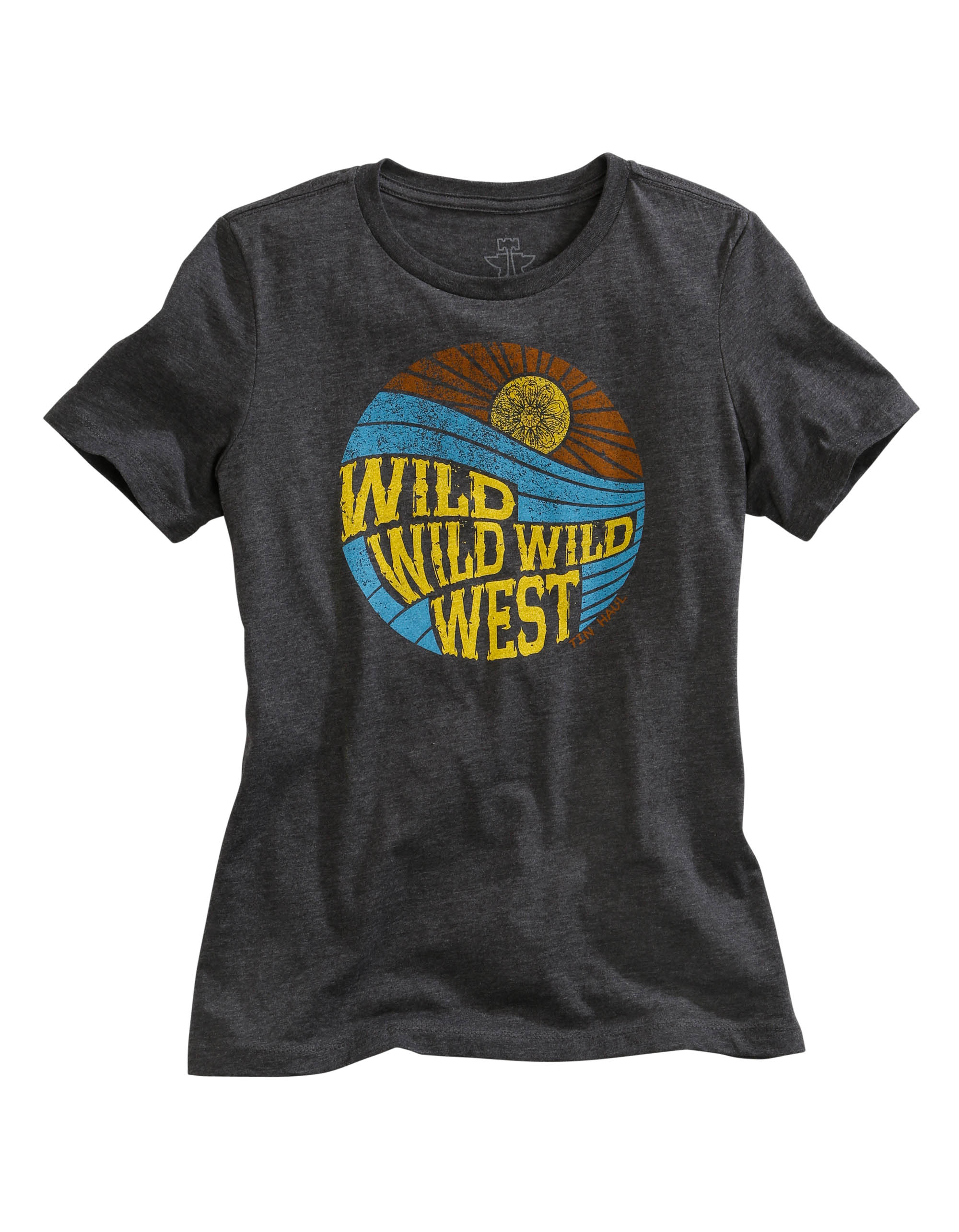 Tin Haul Collection- T-shirts Womens Grey Wild Wild West Retro Screen Print