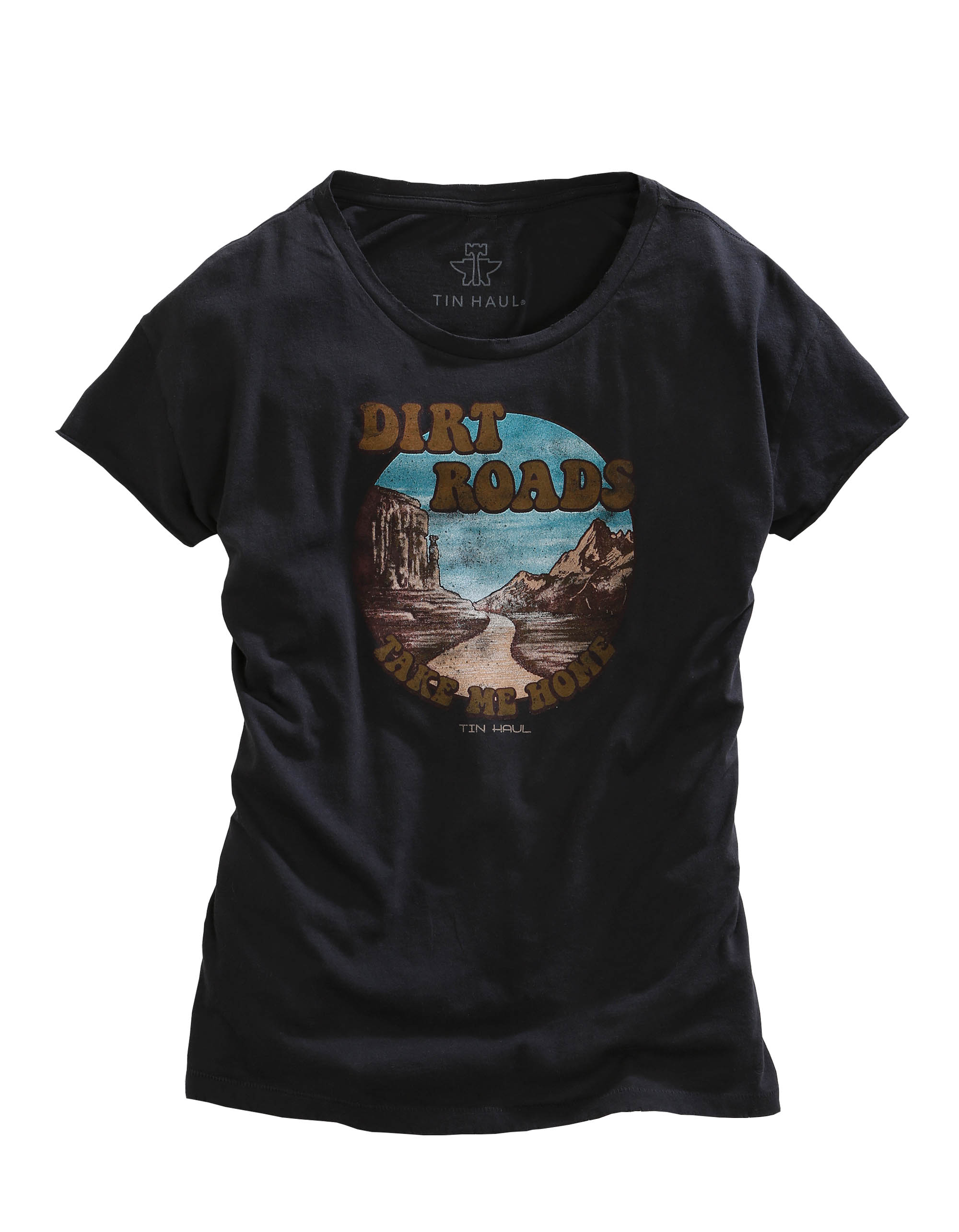 Tin Haul Collection- T-shirts Womens Grey Dirt Roads Take Me Home Screen Print