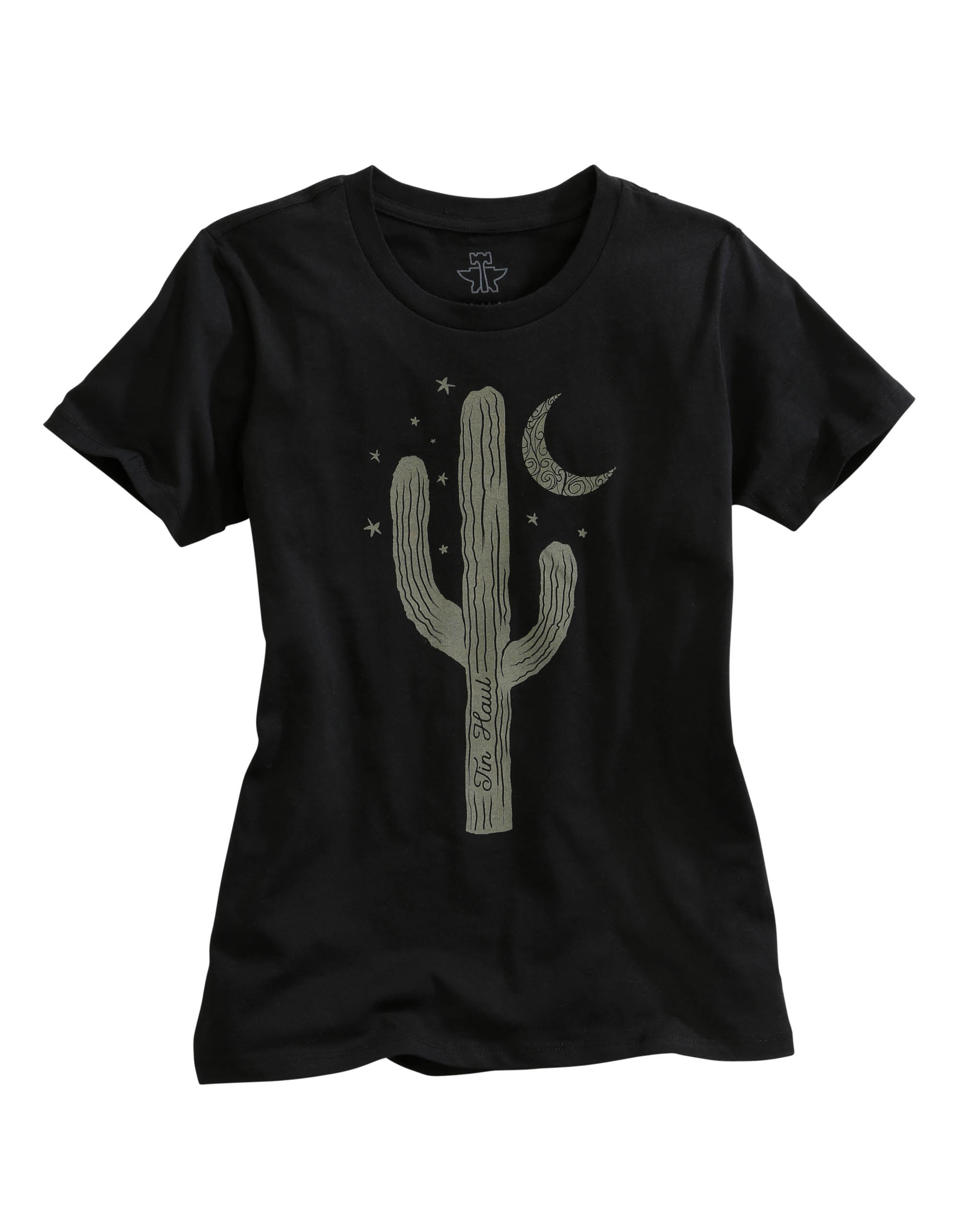 Tin Haul Collection- T-shirts Womens Black Single Cactus Screen Print