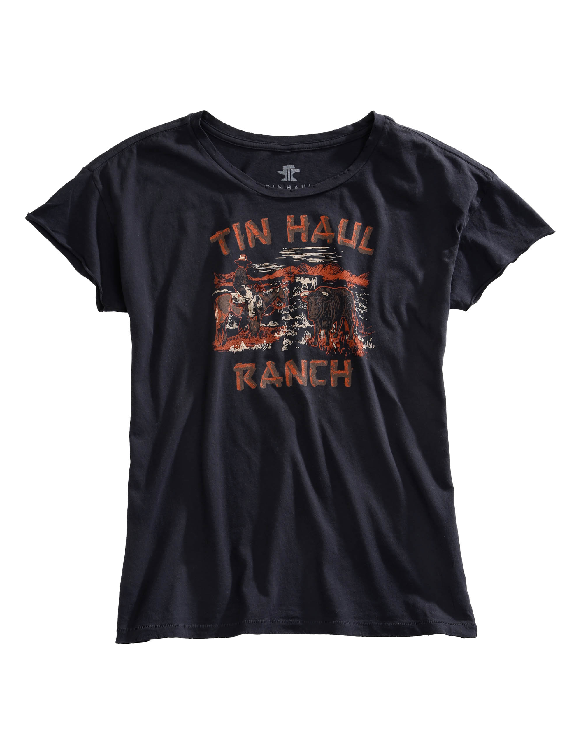 Tin Haul Collection Womens Grey Tin Haul Ranch Scene Screen Print