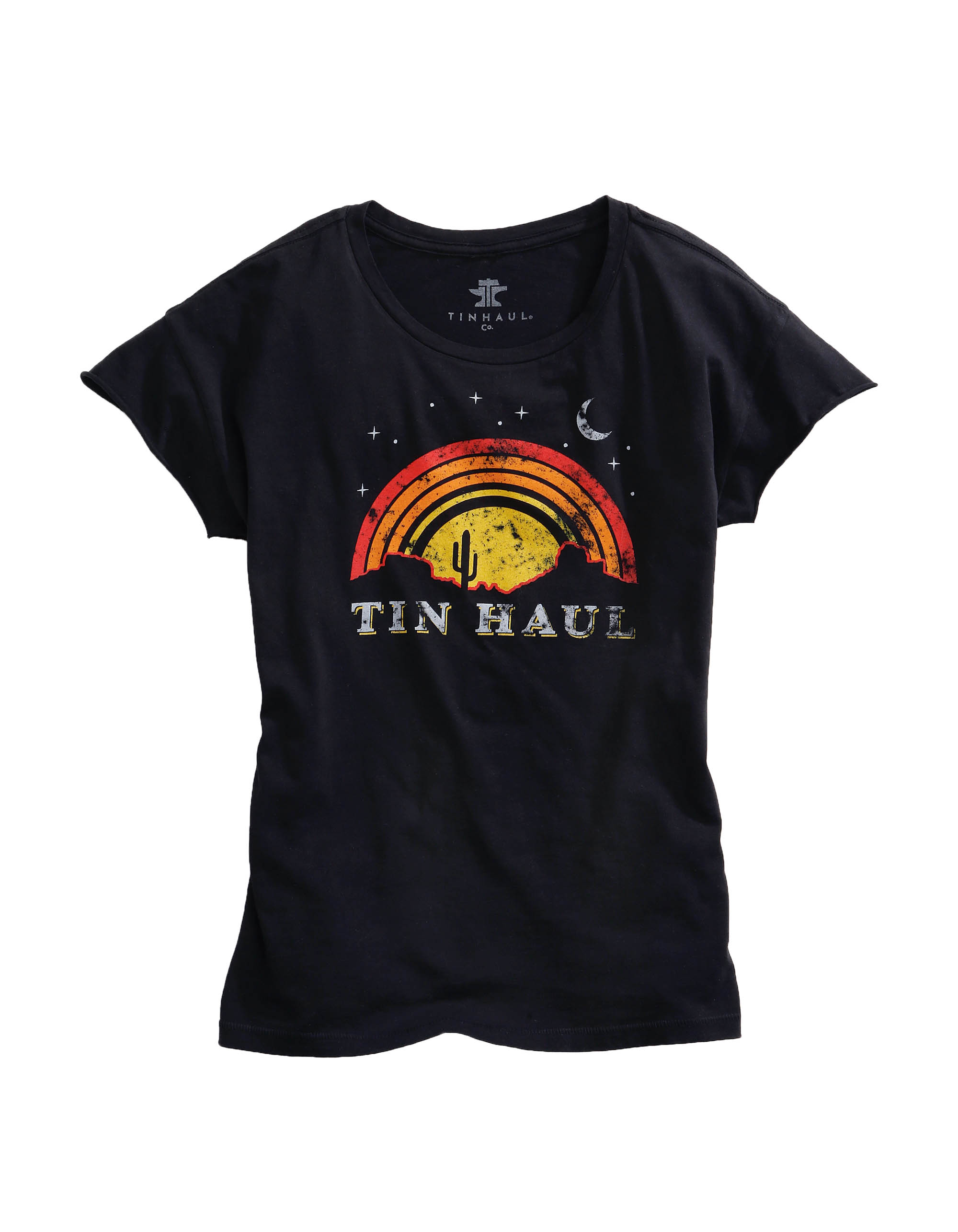 Tin Haul Gals- T-shirts Womens Black Tin Haul Sunset And Moon Screen Print