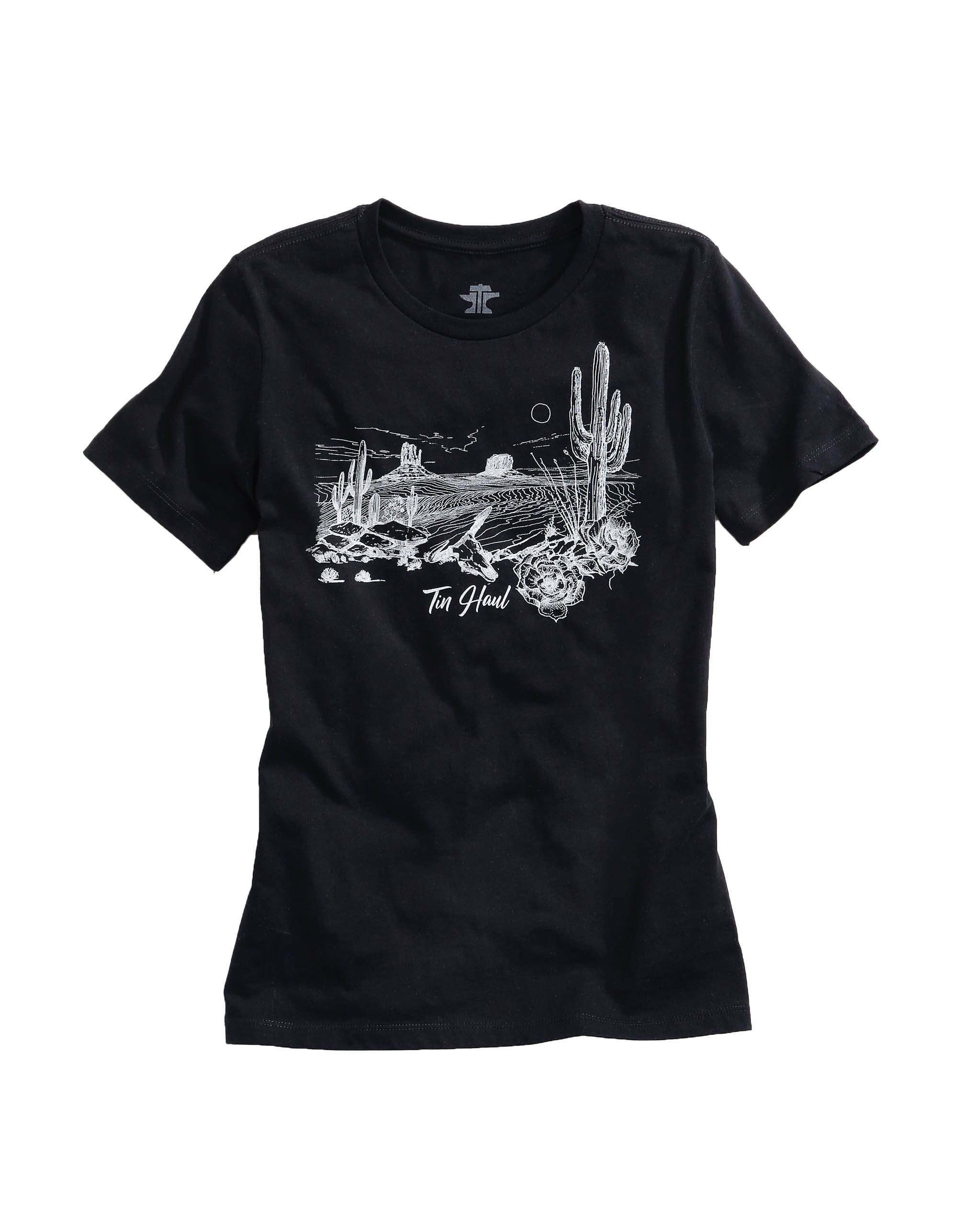 Tin Haul Gals- T-shirts Womens Black Tin Haul Desert Lines Screen Print