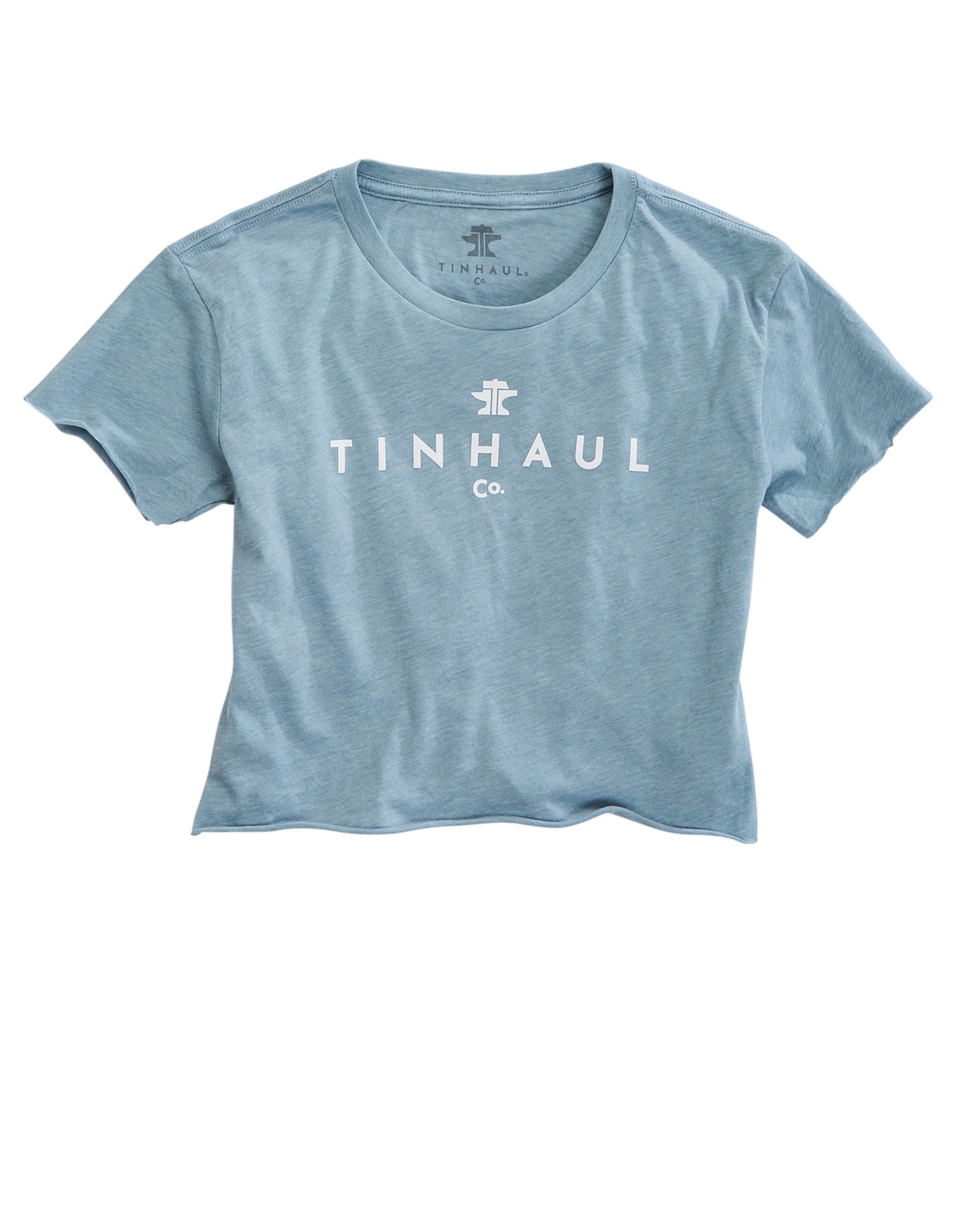 Tin Haul Collection Womens Blue Tin Haul Logo Crop Top Screen Print