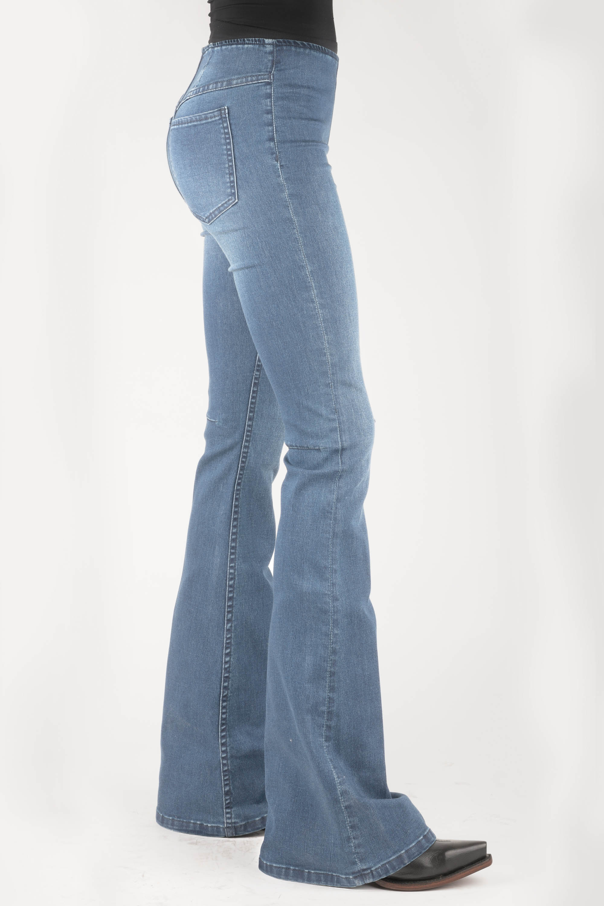 Tin Haul Collection- Gals Harlow Fit Womens Blue High Rise Skinny Flare Elastic Ows