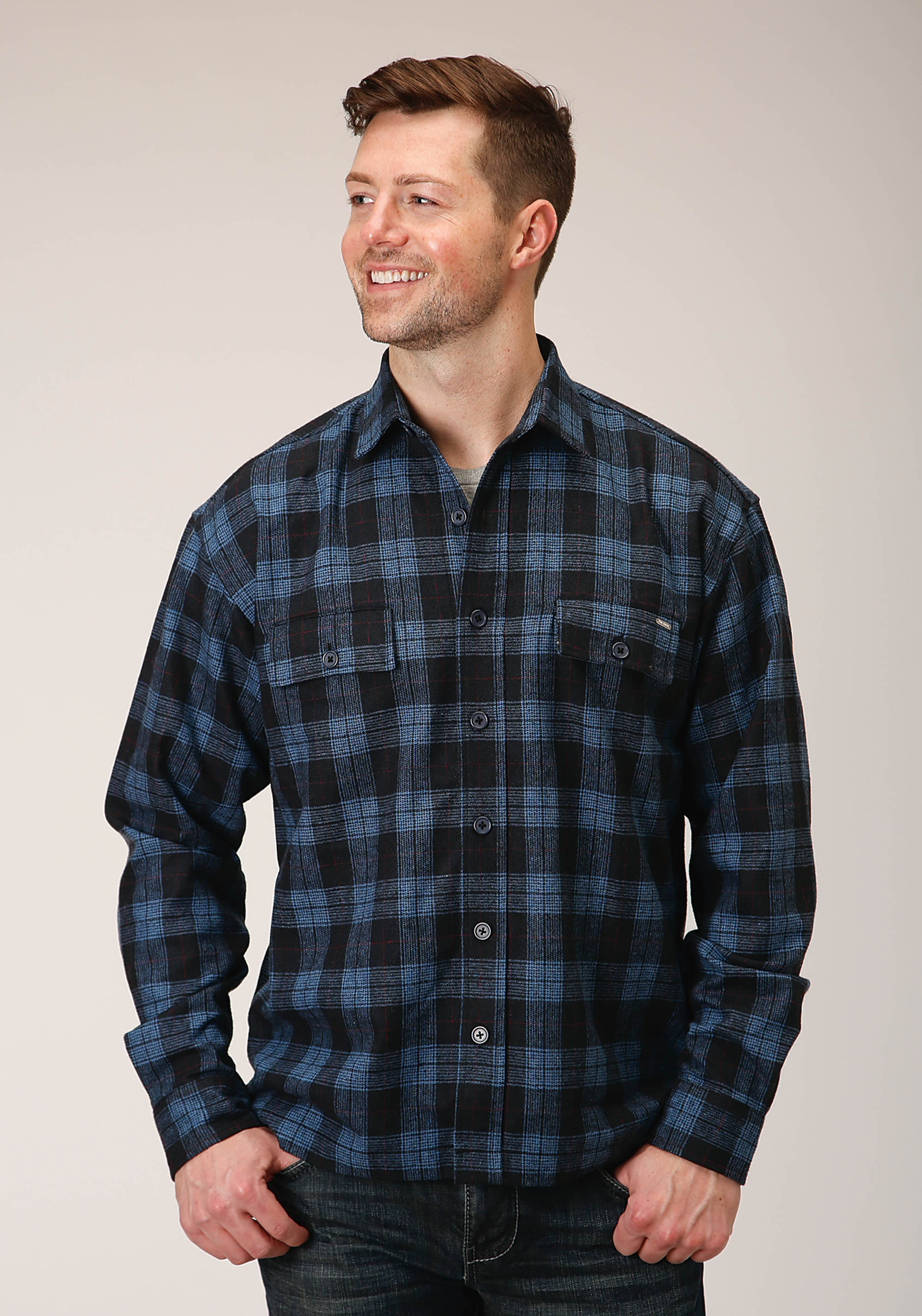 Tin Haul Collection Mens 1410 Blue Plaid Wool Blend Shirt Jckt