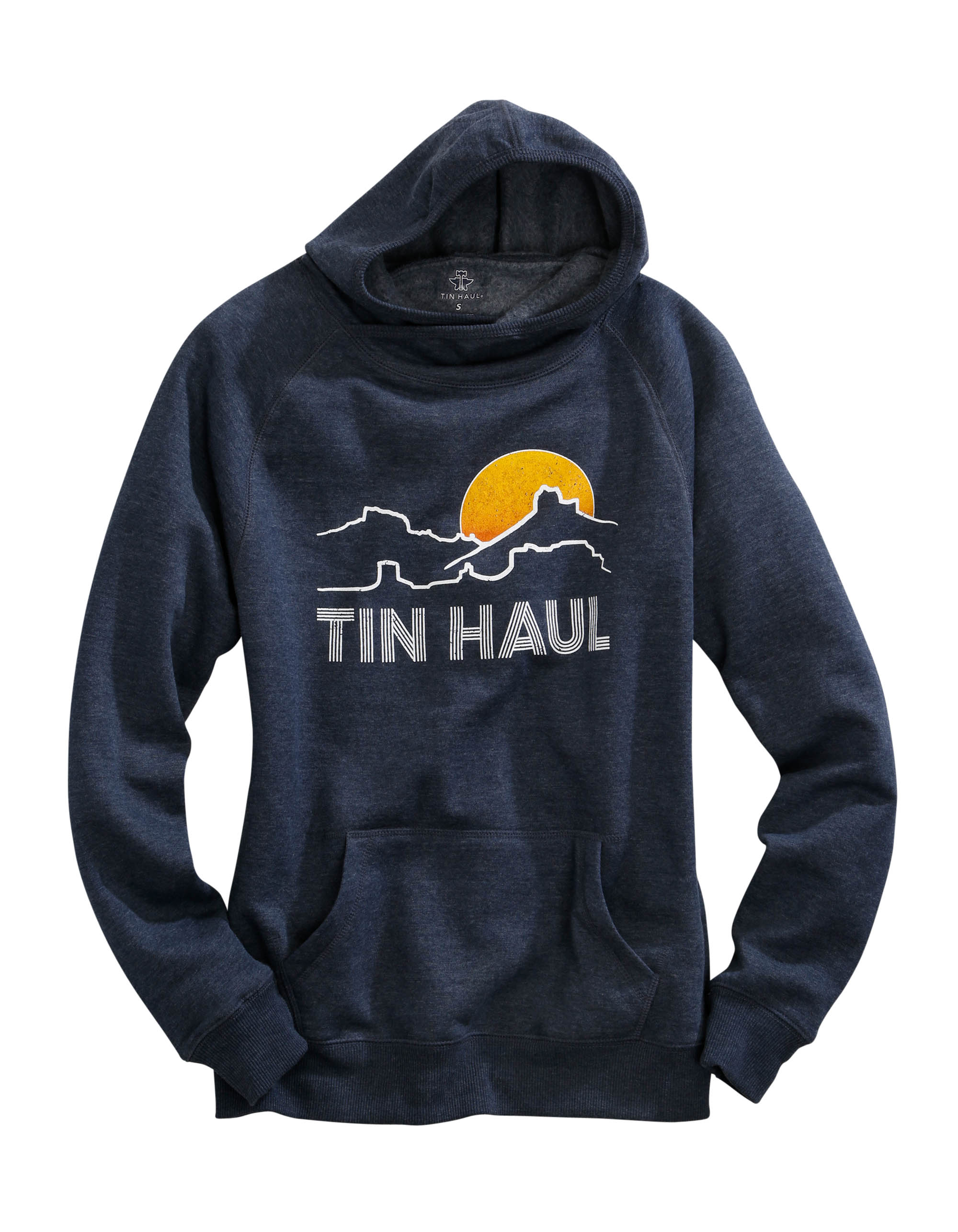 Tin Haul Collection- Sweatshirts Womens Navy Sunset Mountain Screen Print Hoodie