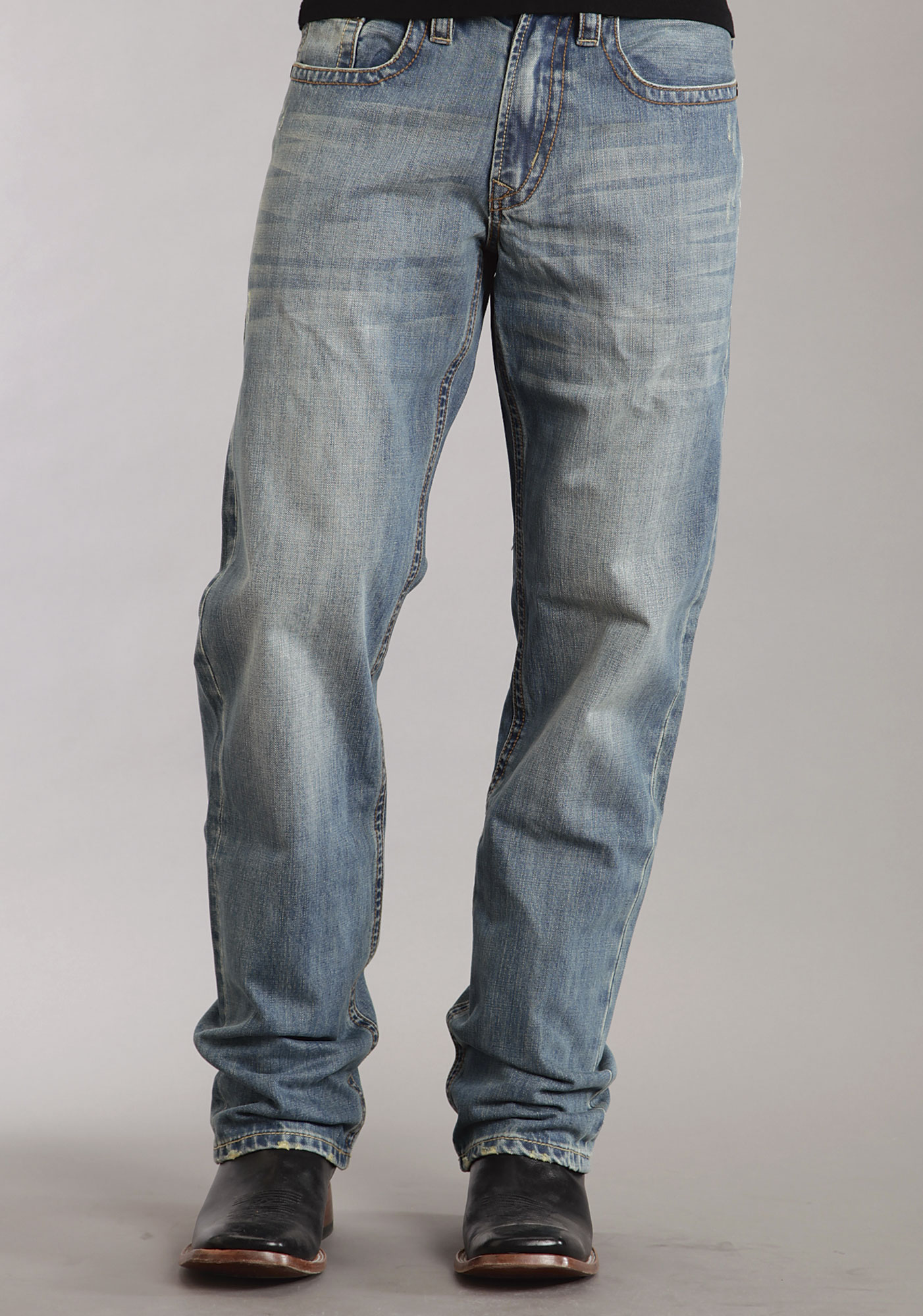 Stetson Men’s Collection-instock Mens Blue Med Wash W/back Knee Tacking