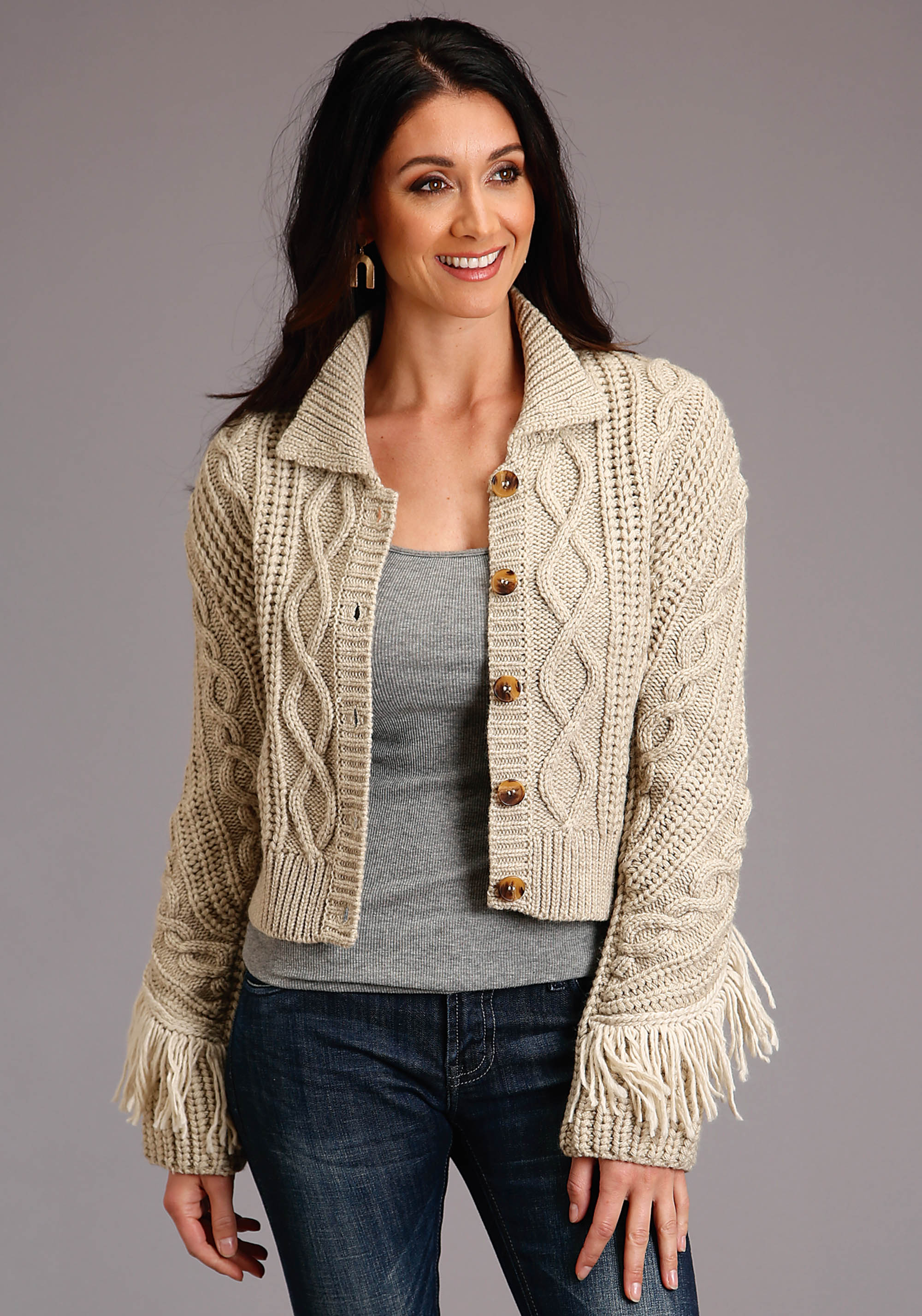 Cream Fringed Cardigan Womens Tan 01327 Cream Cardigan Sweater