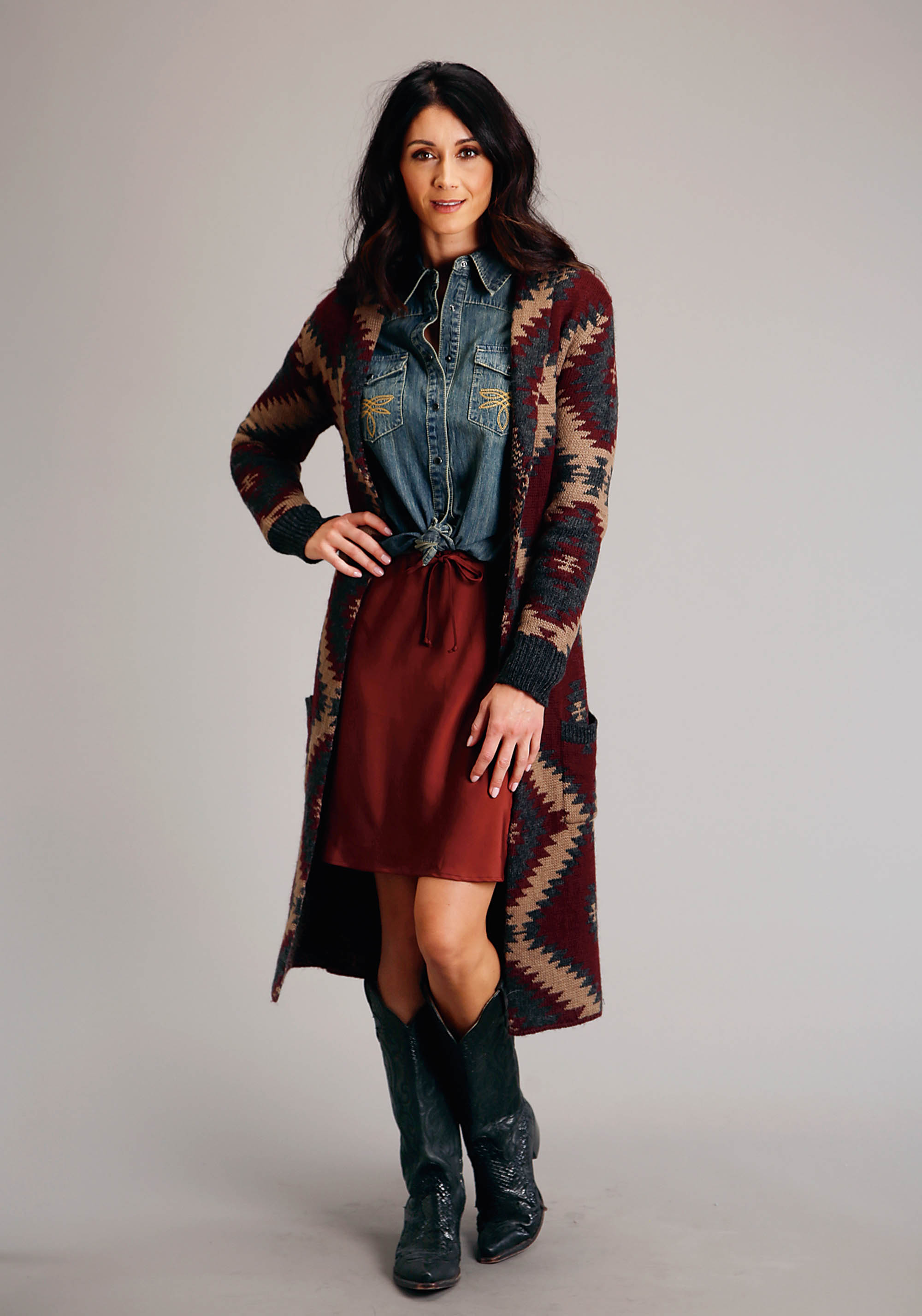 Stetson Women’s Collection – Fall Ii Womens 1798 Wine Aztec Sweater Duster