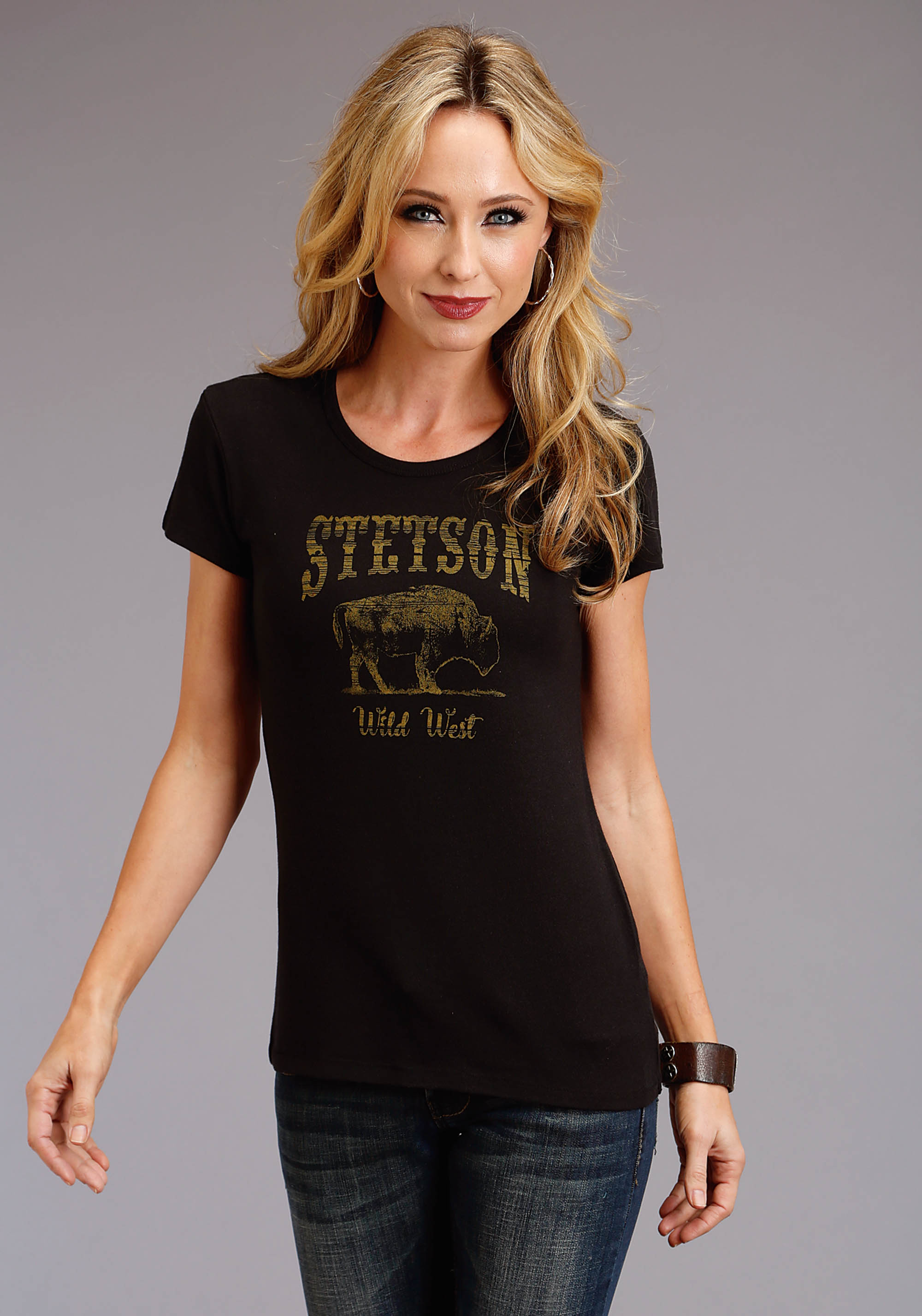 Bison Graphic Tee Womens Black Stetson Wild West