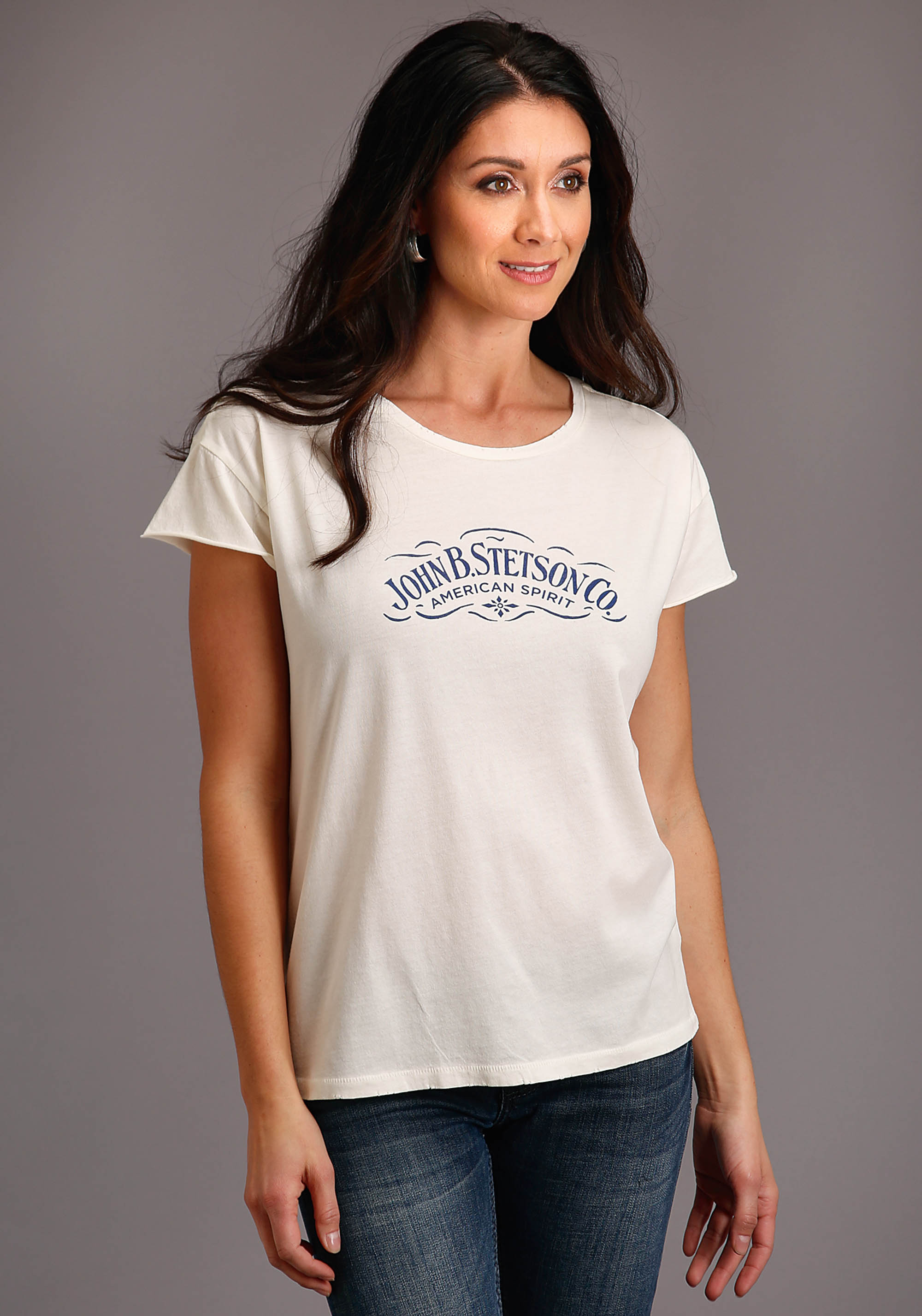 Stetson Women’s Collection- T-shirts Womens White American Spirit Screen Print