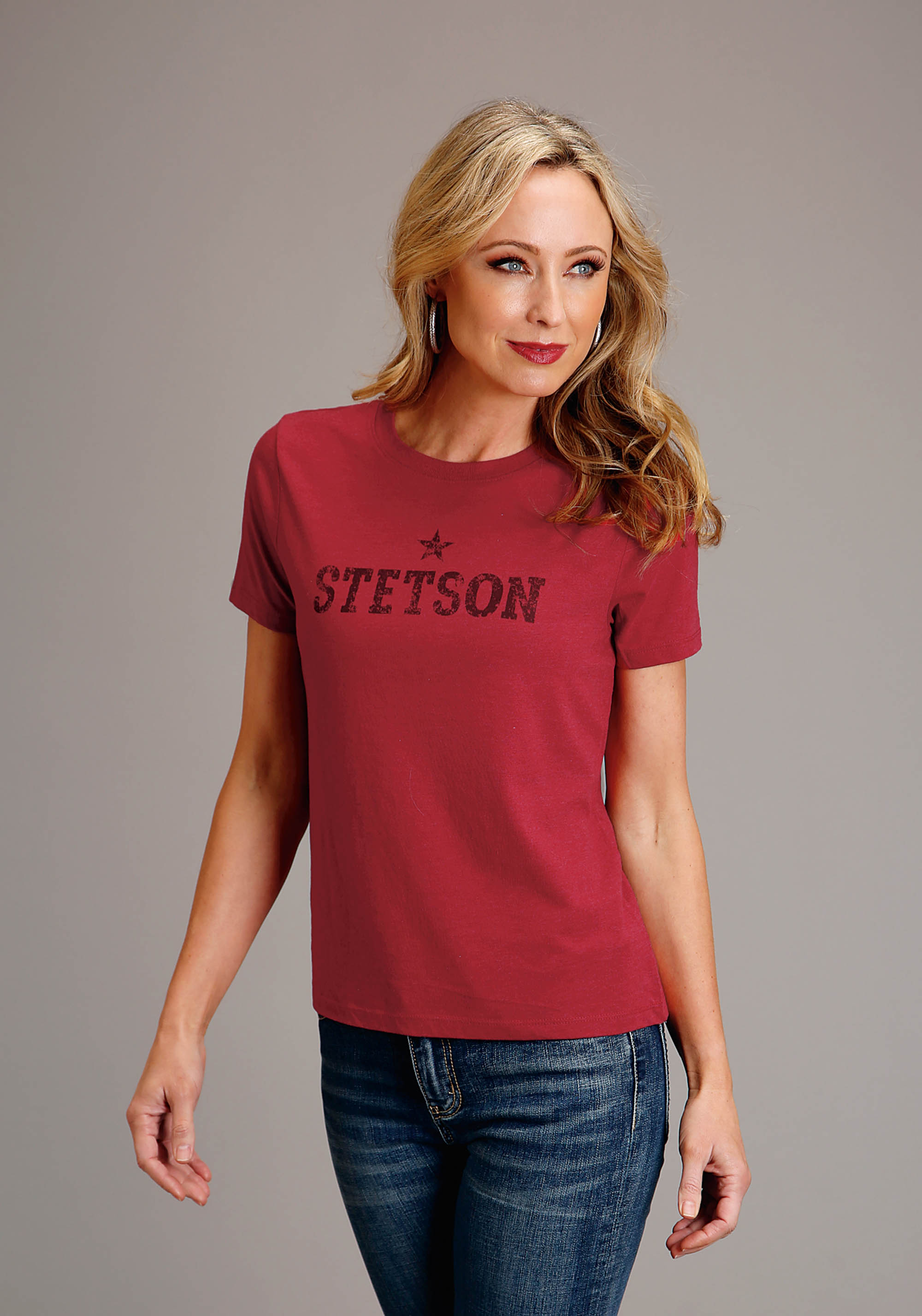 Stetson Women’s T-shirts Womens Red Stetson Star Screen Print