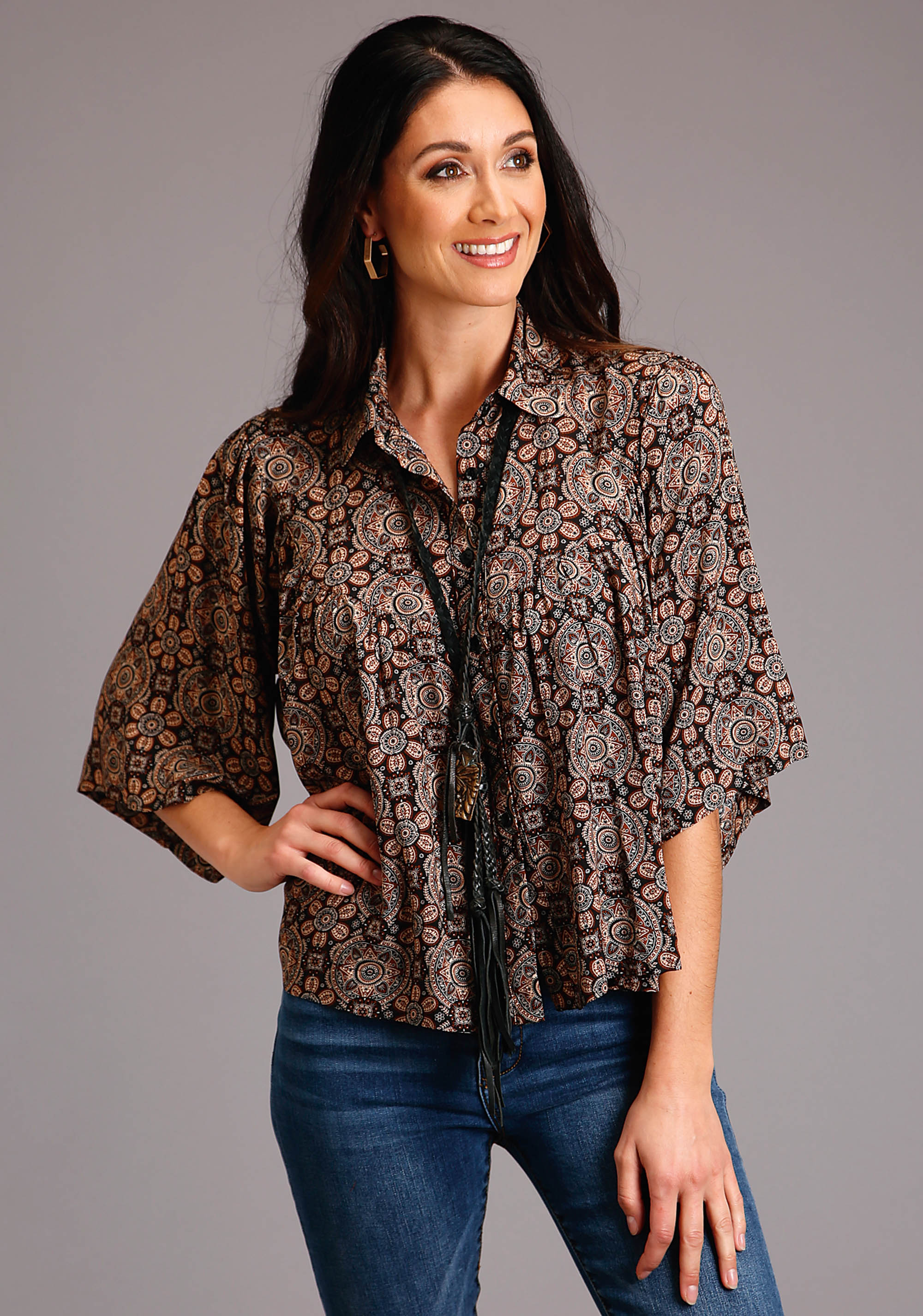 11-051-0590-6030-br Womens Brown 1242 Prairie Paisley Print