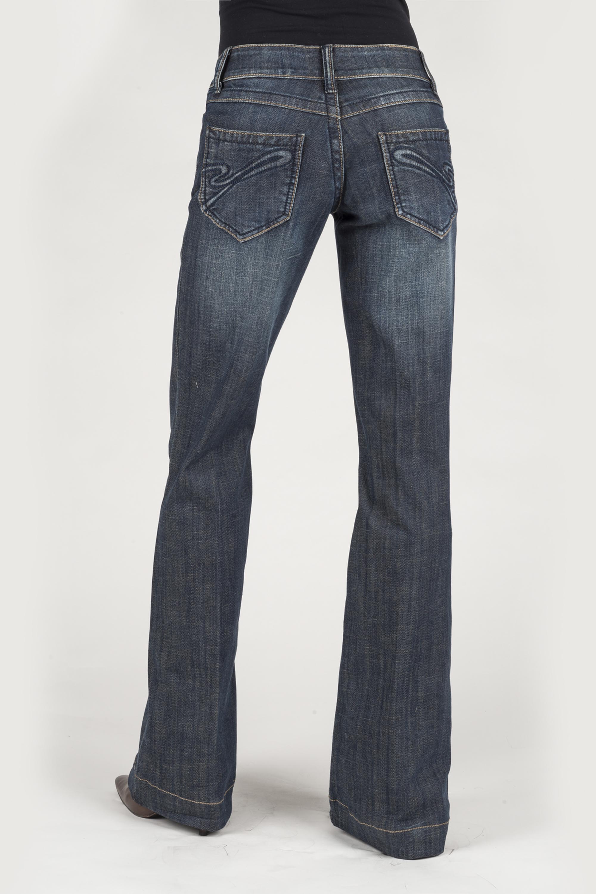 Stetson Ladies Collection-denim Womens Blue Denim Trouser “s” On Back Pkt