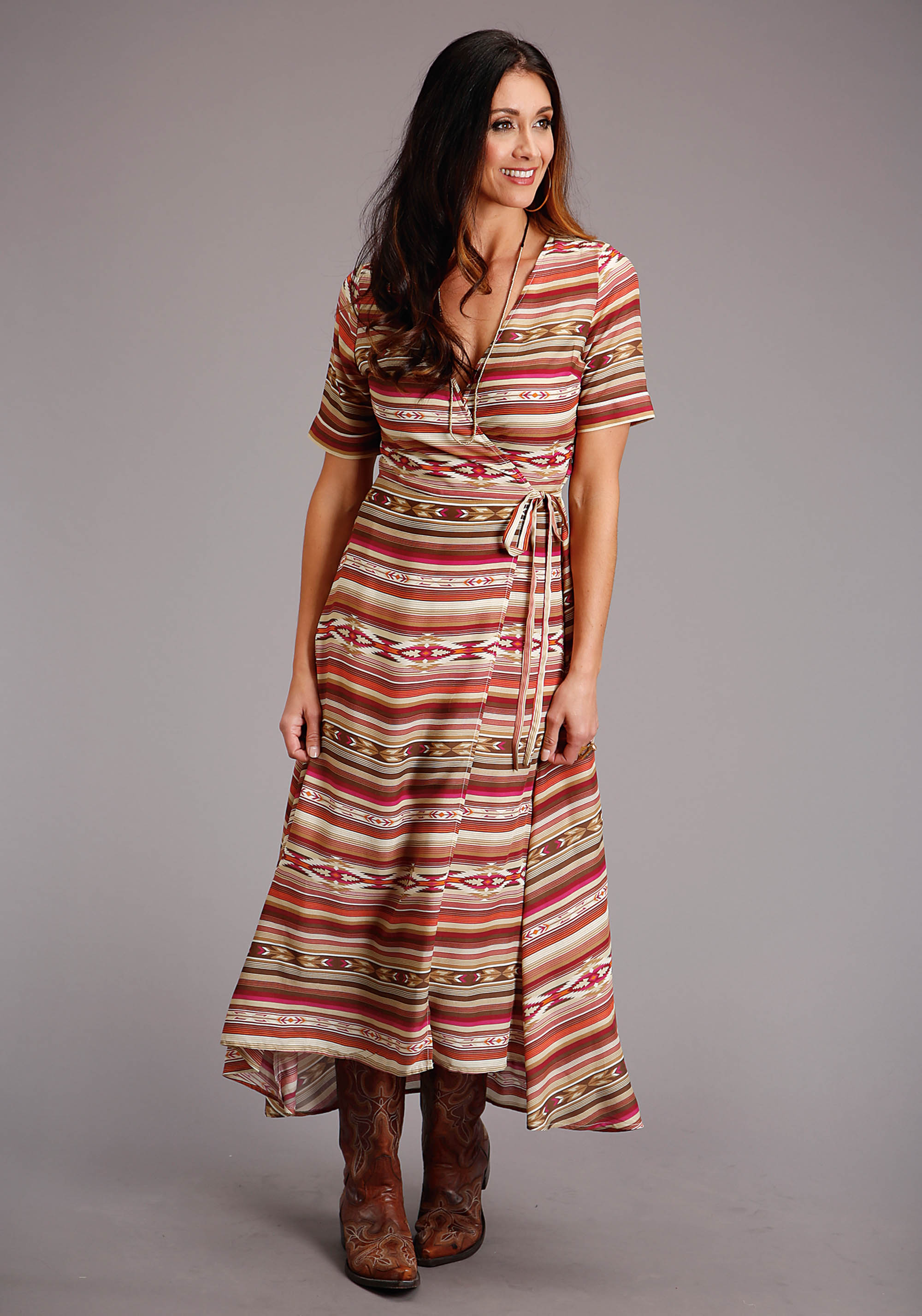 Stetson Women’s Collection- Spring I Womens Multi 01060 Horizontal Aztec Prt Long Dress