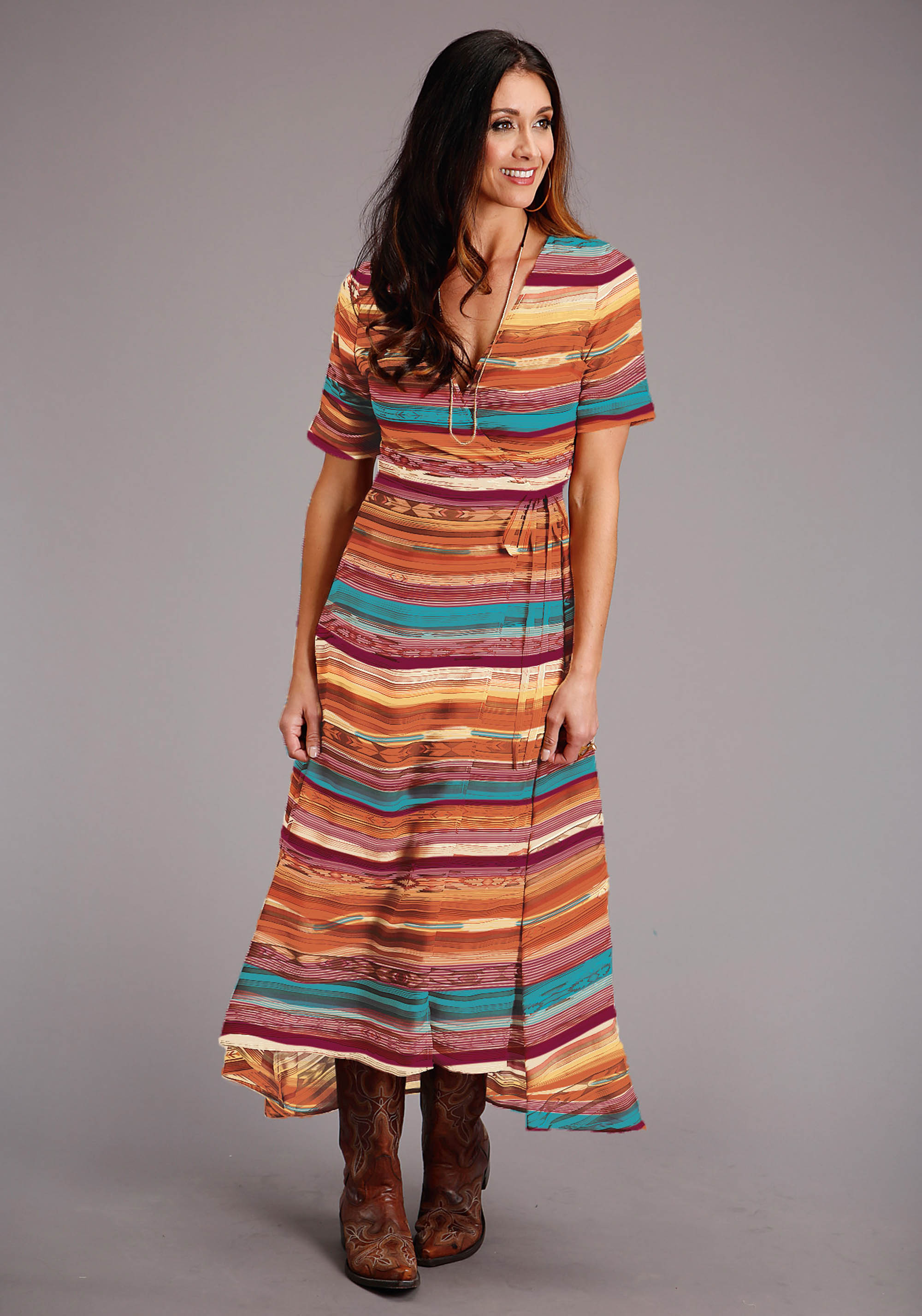 Stetson Women’s Collection- Spring Iii Womens Multi 1517 Sunset Serape Prt Rayon Dress