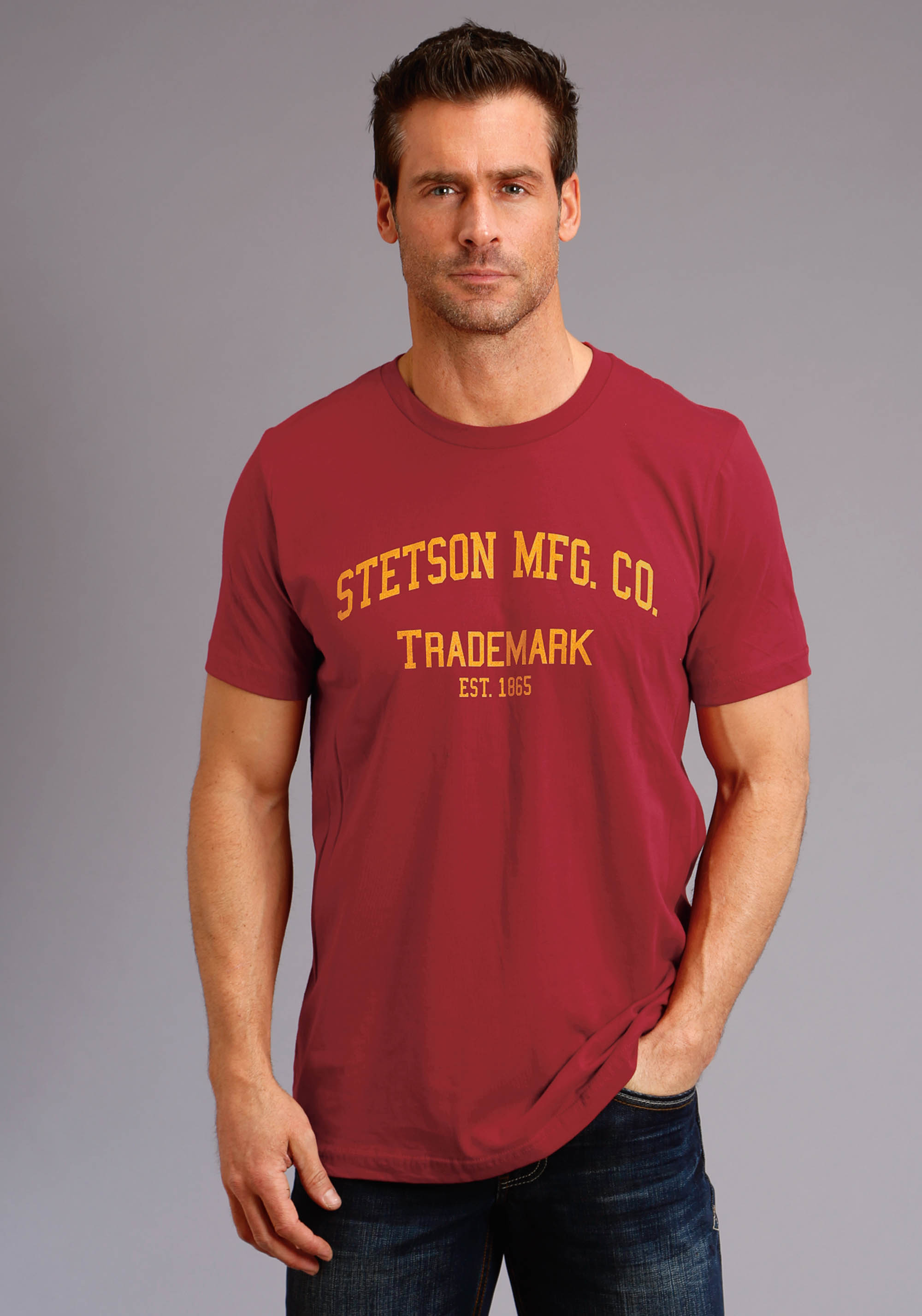 Stetson Men’s T-shirt Unisex Red Stetson Mfg Co Trademark