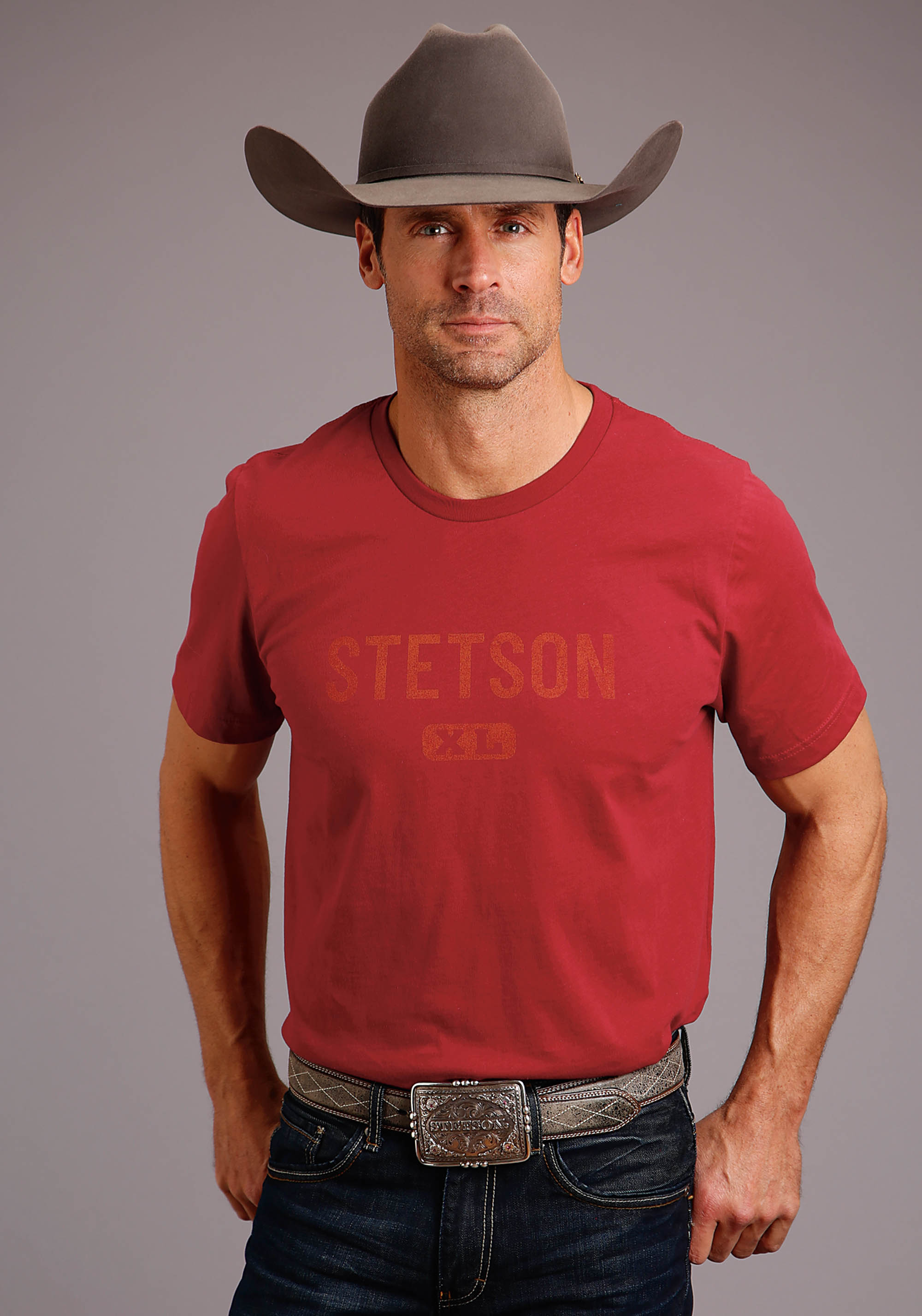 Stetson Men’s Collection- T-shirts Unisex Red Stetson Xl Screen Print