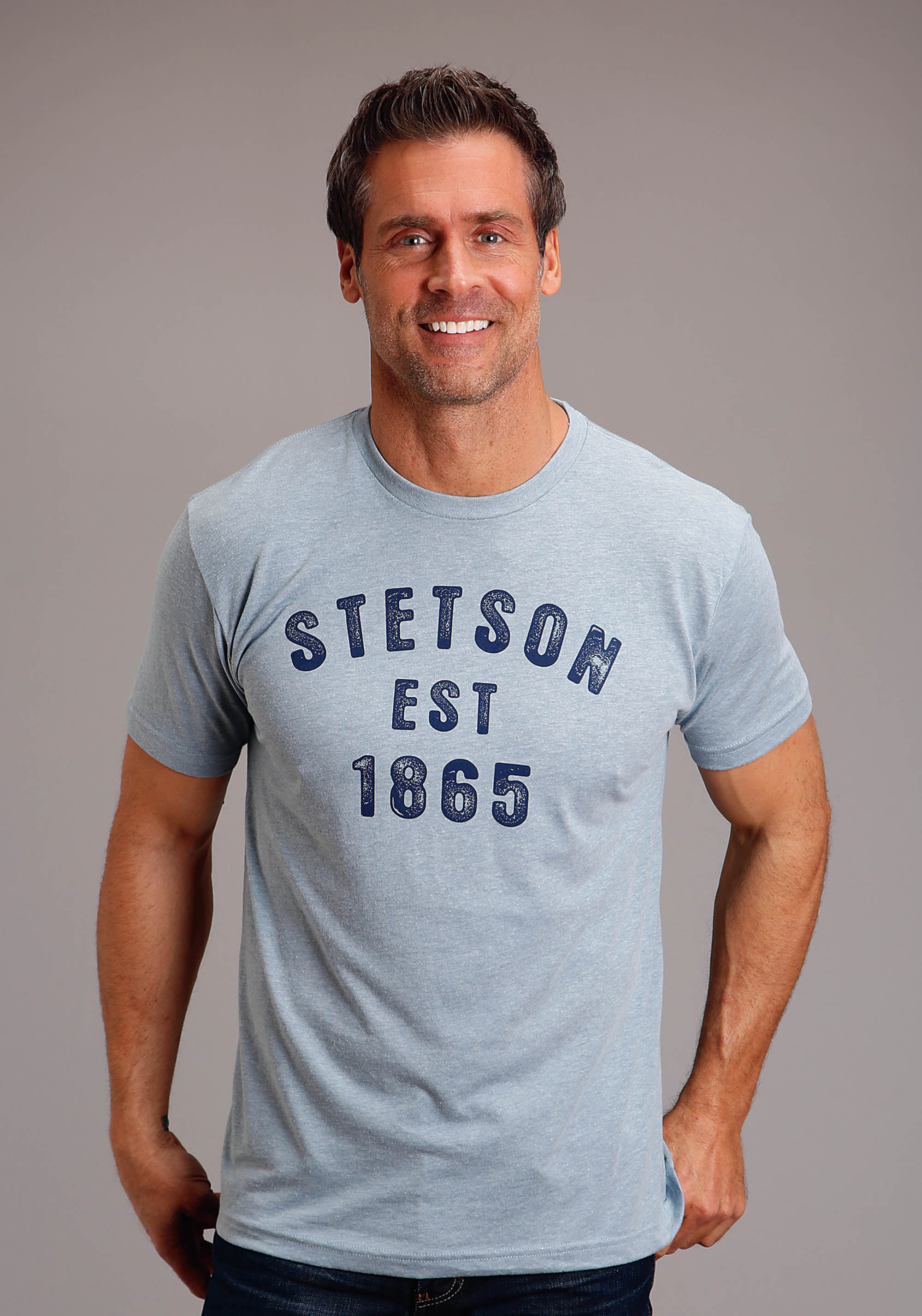 Stetson Men’s T-shirts Unisex Blue Stetson Est 1865 Block Letters Screen