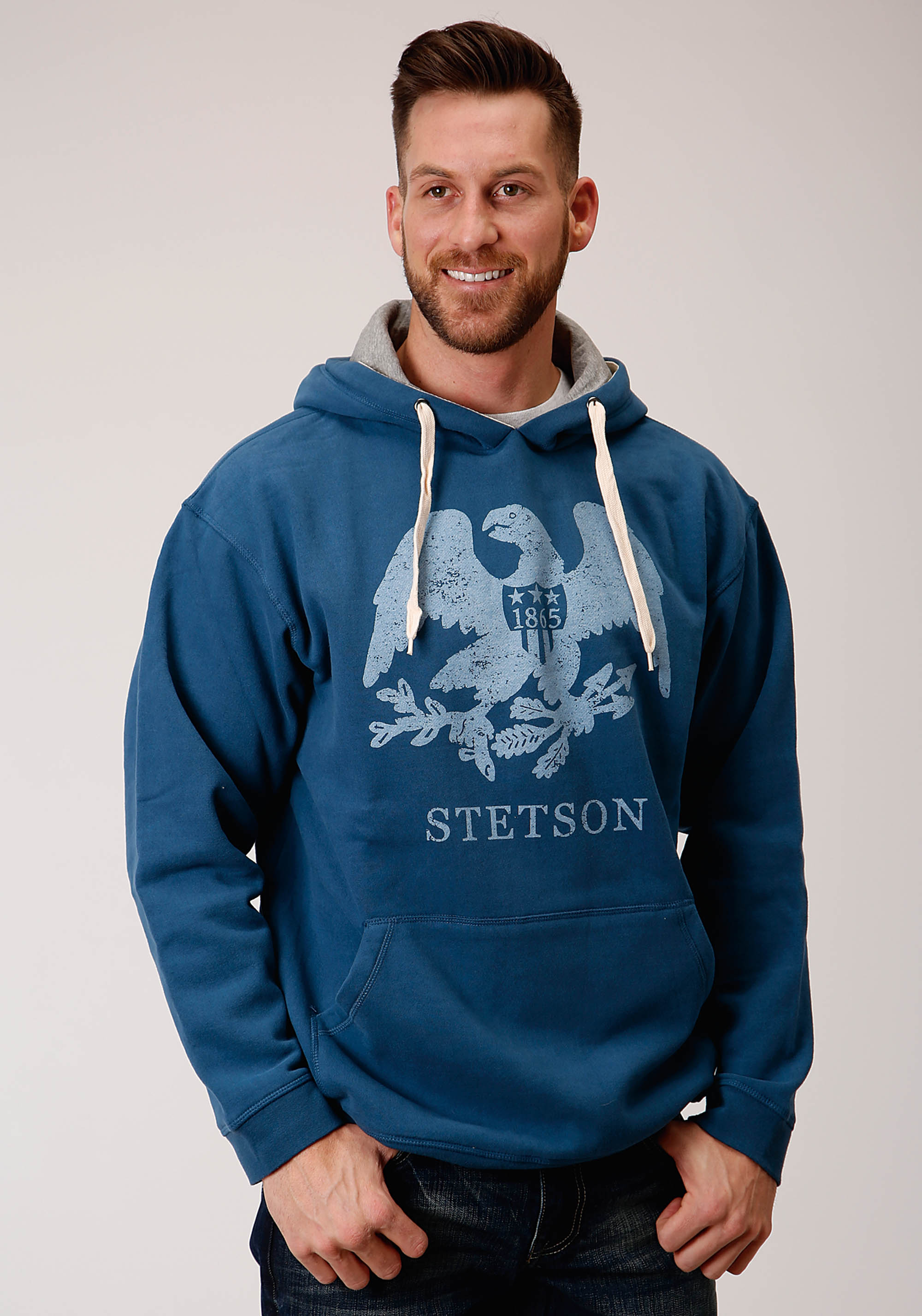 Stetson Men’s Collection- Sweatshirts Mens Navy Stetson Eagle 1865 Distressed Ows