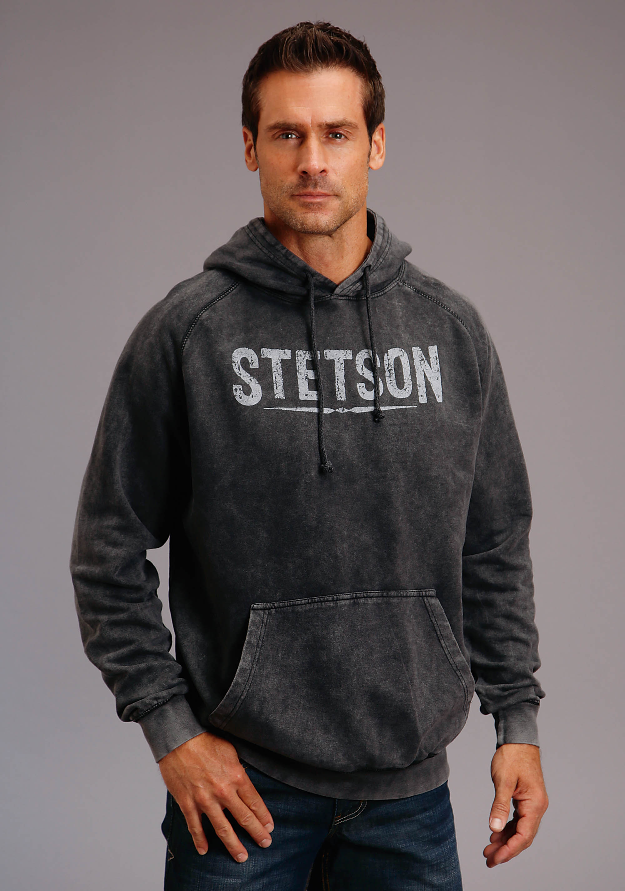 Stetson Men’s Collection- Sweatshirts Mens Black Stetson Distress Screen Print