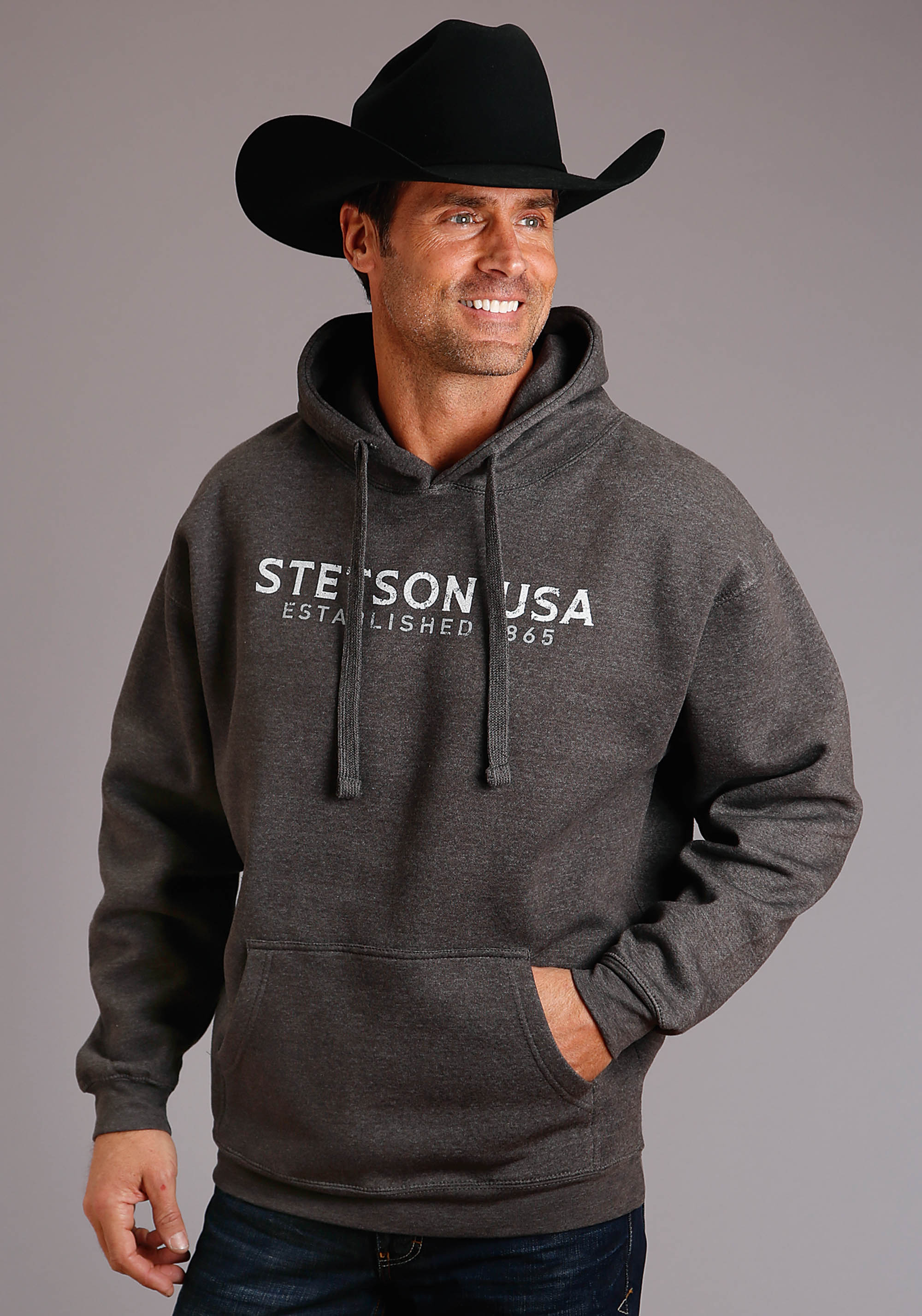 Stetson Men’s Collection- Sweatshirts Mens Grey Stetson Usa Distressed Screen Print