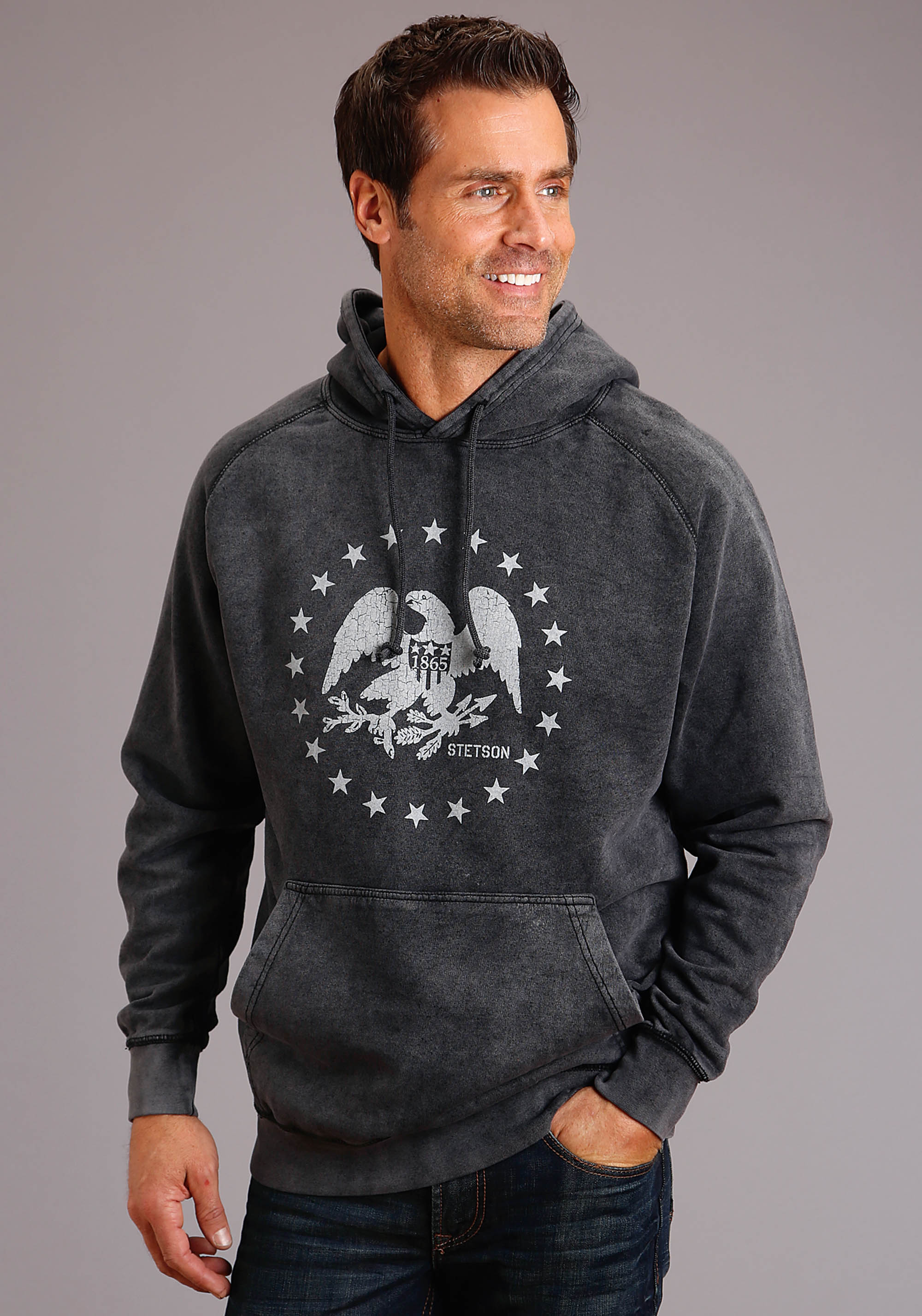 Stetson Men’s Collection- Sweatshirts Mens Black Eagle And Star Screen Print