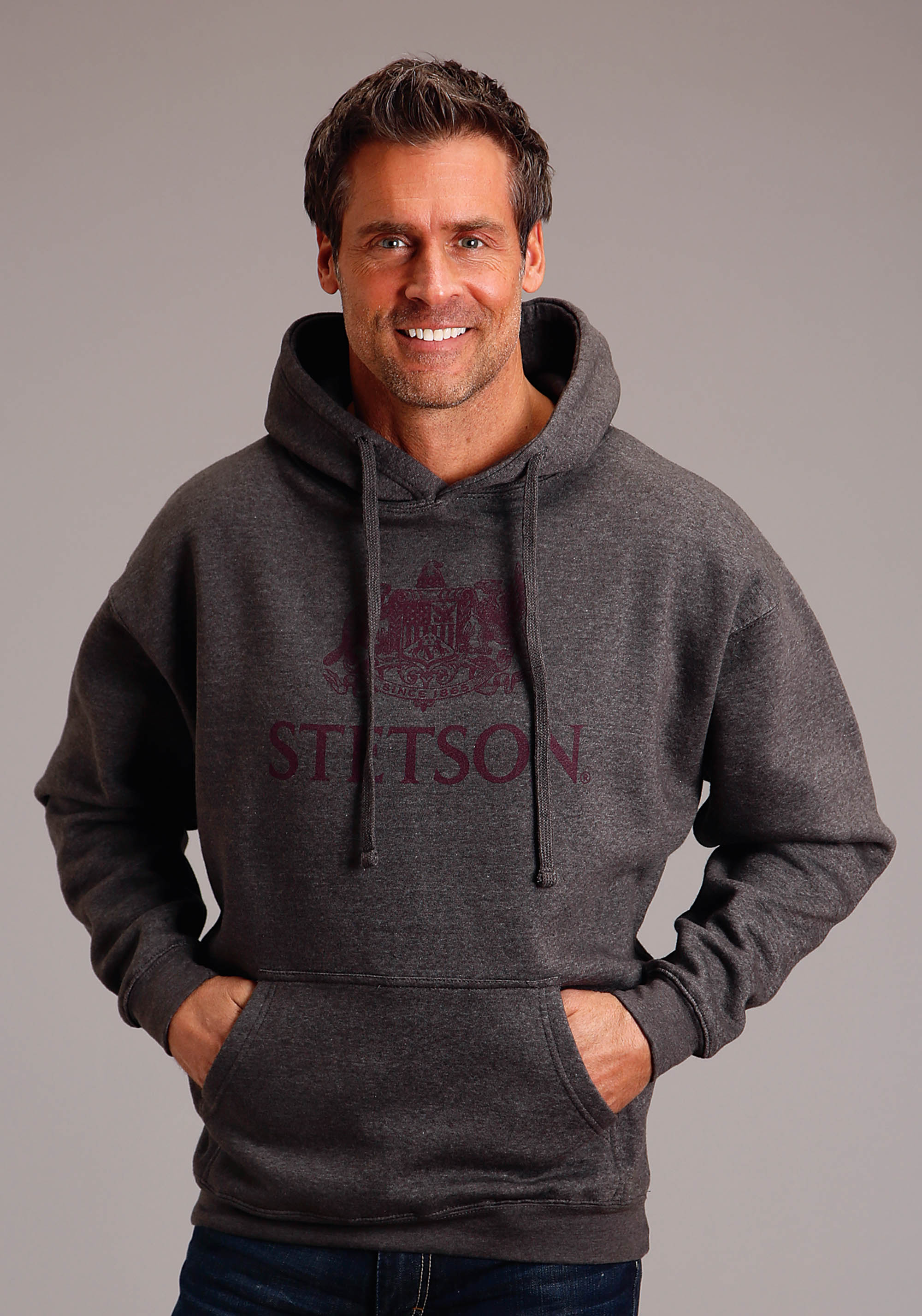 Stetson Men’s Sweatshirts Mens Grey Stetson Crest Screen Print