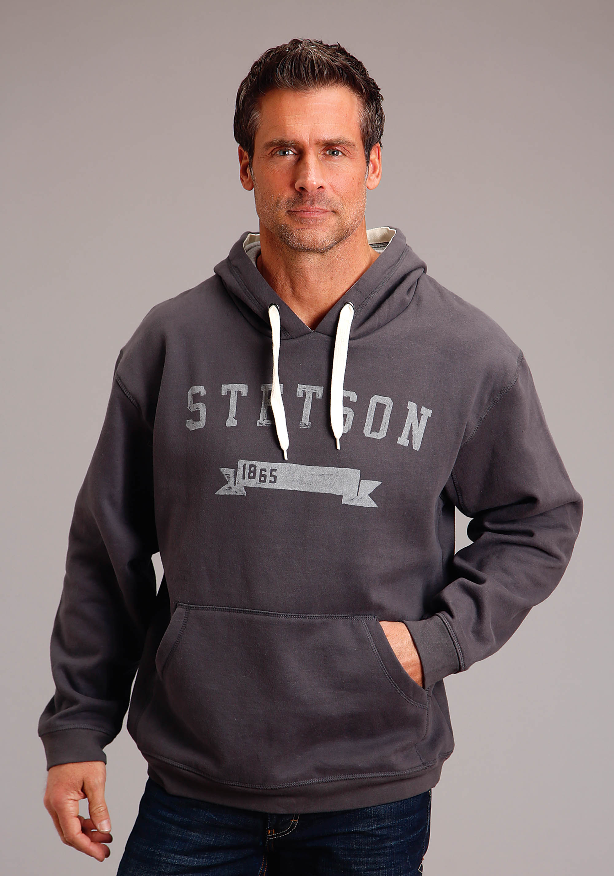 Stetson Men’s Sweatshirts Mens Grey Stetson W/1865 Banner Screen Print